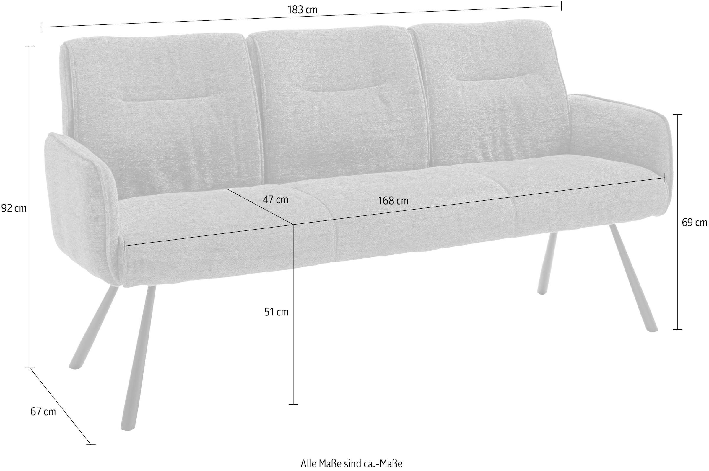 MCA furniture Sitzbank »Delane« 1 Stk. tlg. Taschenfederkern, Lehnenkippfunktion, Armlehnen, beweglicher Rücken