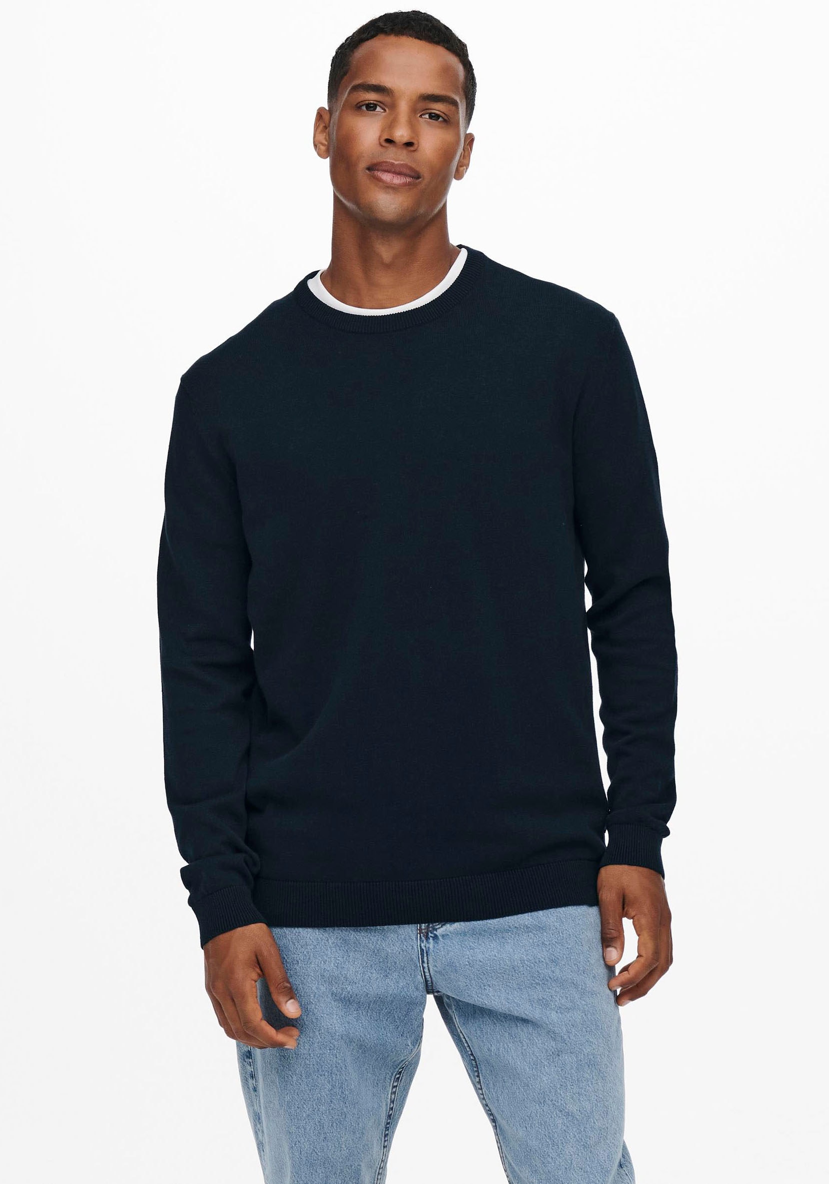 ONLY & SONS Rundhalspullover »ONSALEX 12 SOLID CREW NECK KNIT«