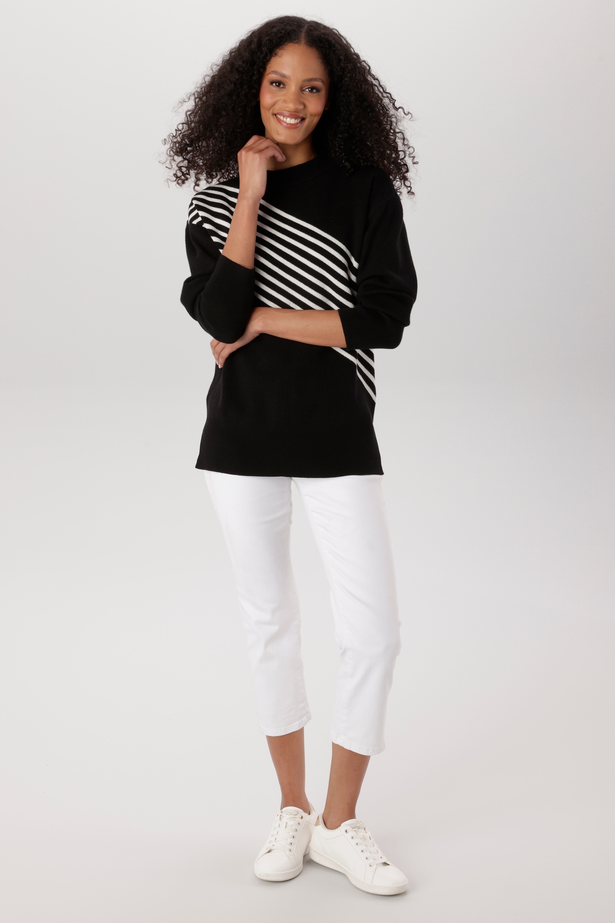 Aniston SELECTED Strickpullover raffinierter Streifenverlauf vorne und hinten - NEUE KOLLEKTION