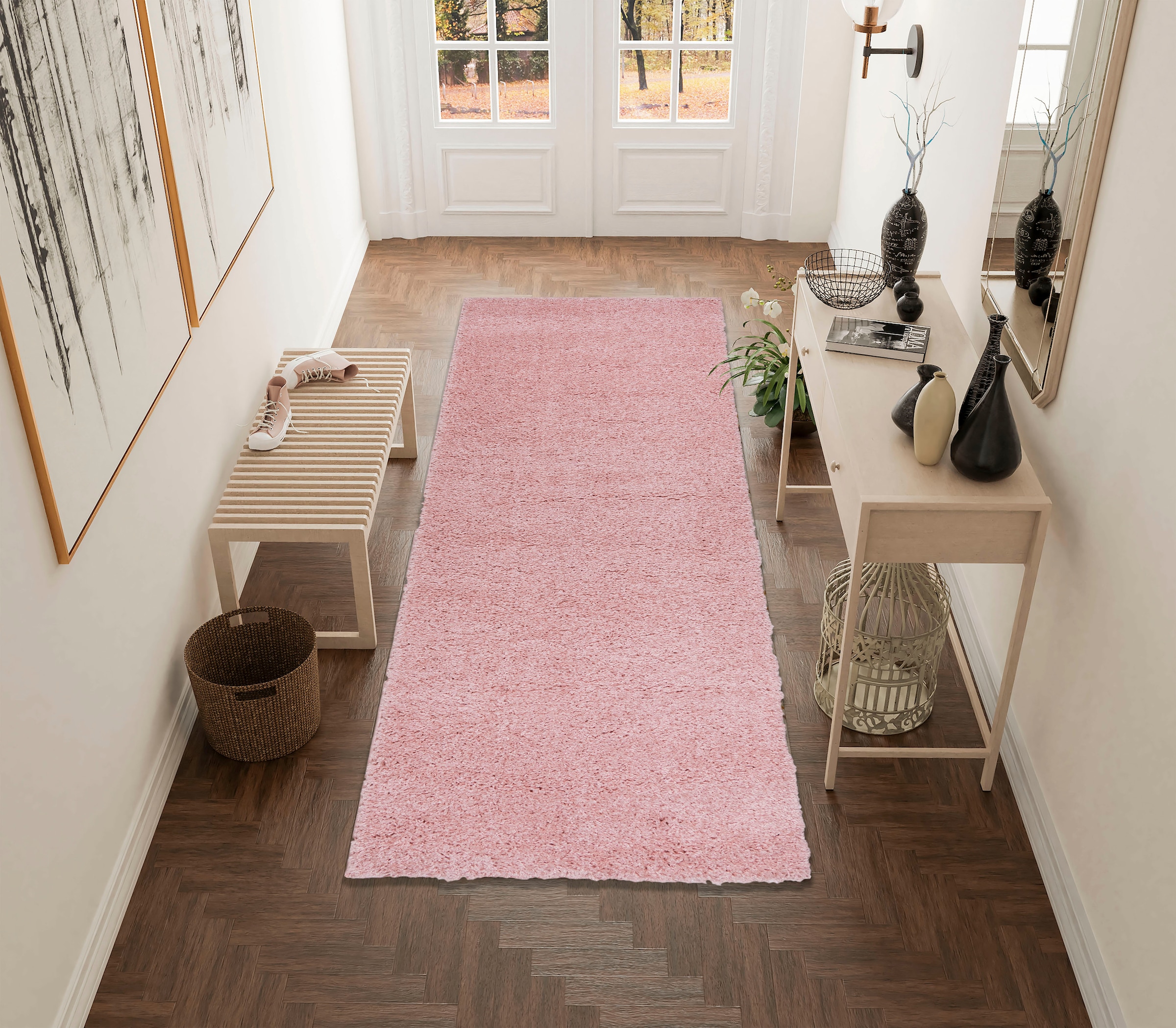 Bruno Banani Läufer »Shaggy Soft«, rechteckig, 30 mm Höhe, Läufer, Brücke, gewebt, Uni-Farben, besonders weich