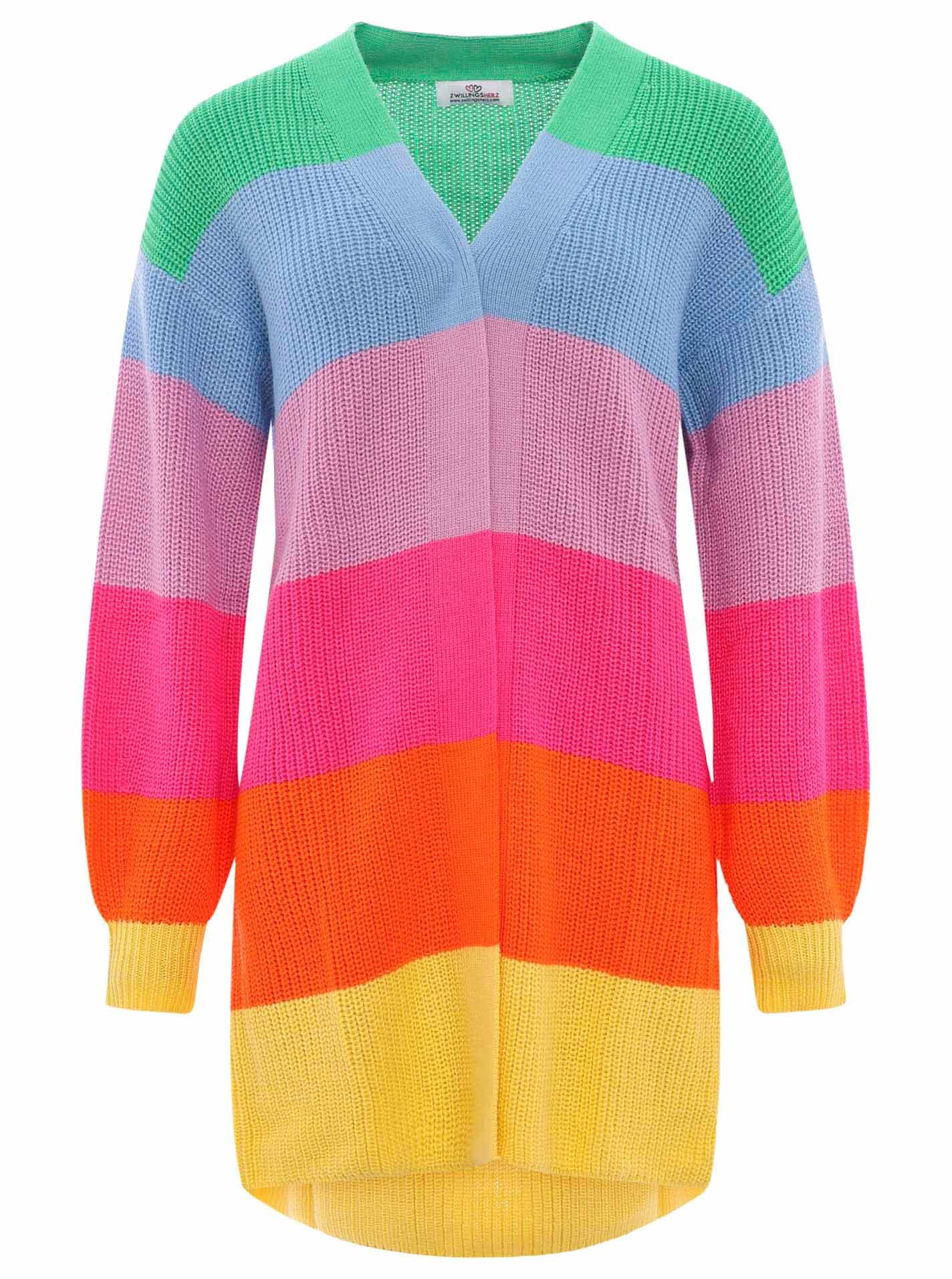 Zwillingsherz Cardigan »"Katja"«, One Size, Wollanteil, Langarm, Blockstreifen, ohne Verschluss