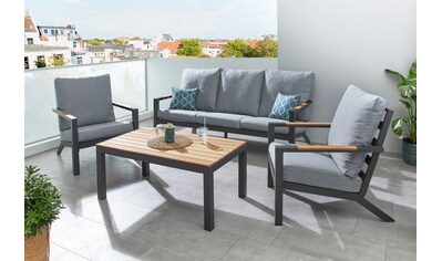 Gartenlounge-Set »Kentucky«, (Set, 4 tlg., 2x Sessel, 1x 3er Bank, 1x Tisch...