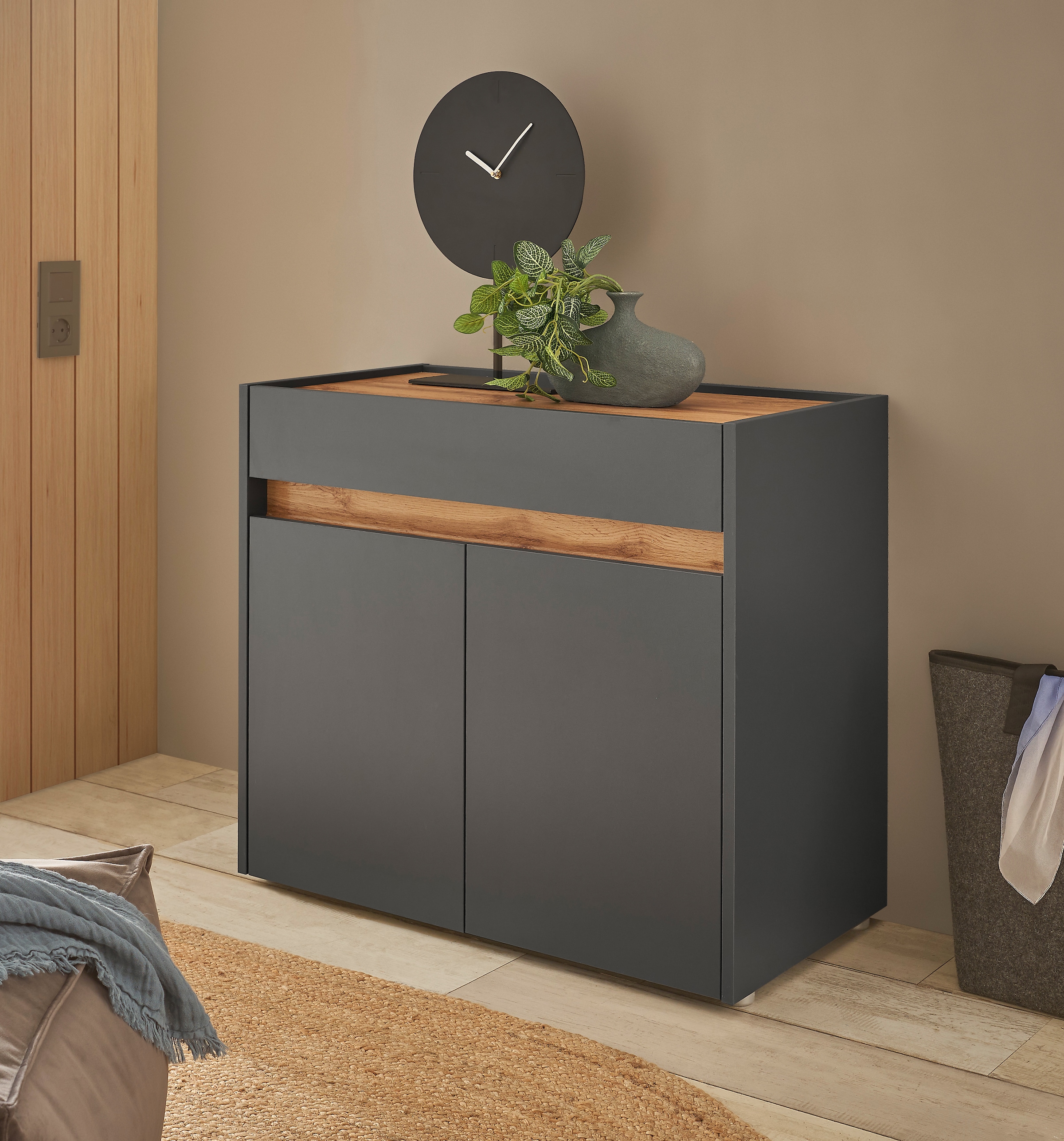 INOSIGN Kommode »GIRON/ CiTY, Schrank in Wotan Eiche, Sideboard im modernen Design«, in zwei Farben erhältlich, 2 Türen, 1 Schubkasten, 80 cm breit