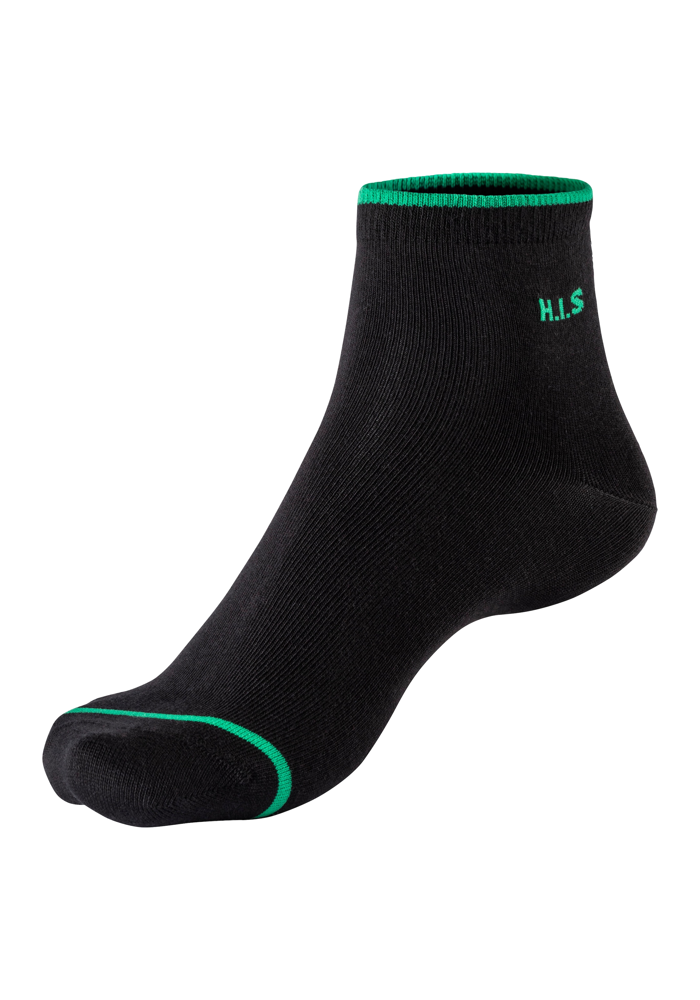 H.I.S Kurzsocken, (Packung, 7 Paar), mit farbigen Bündchen