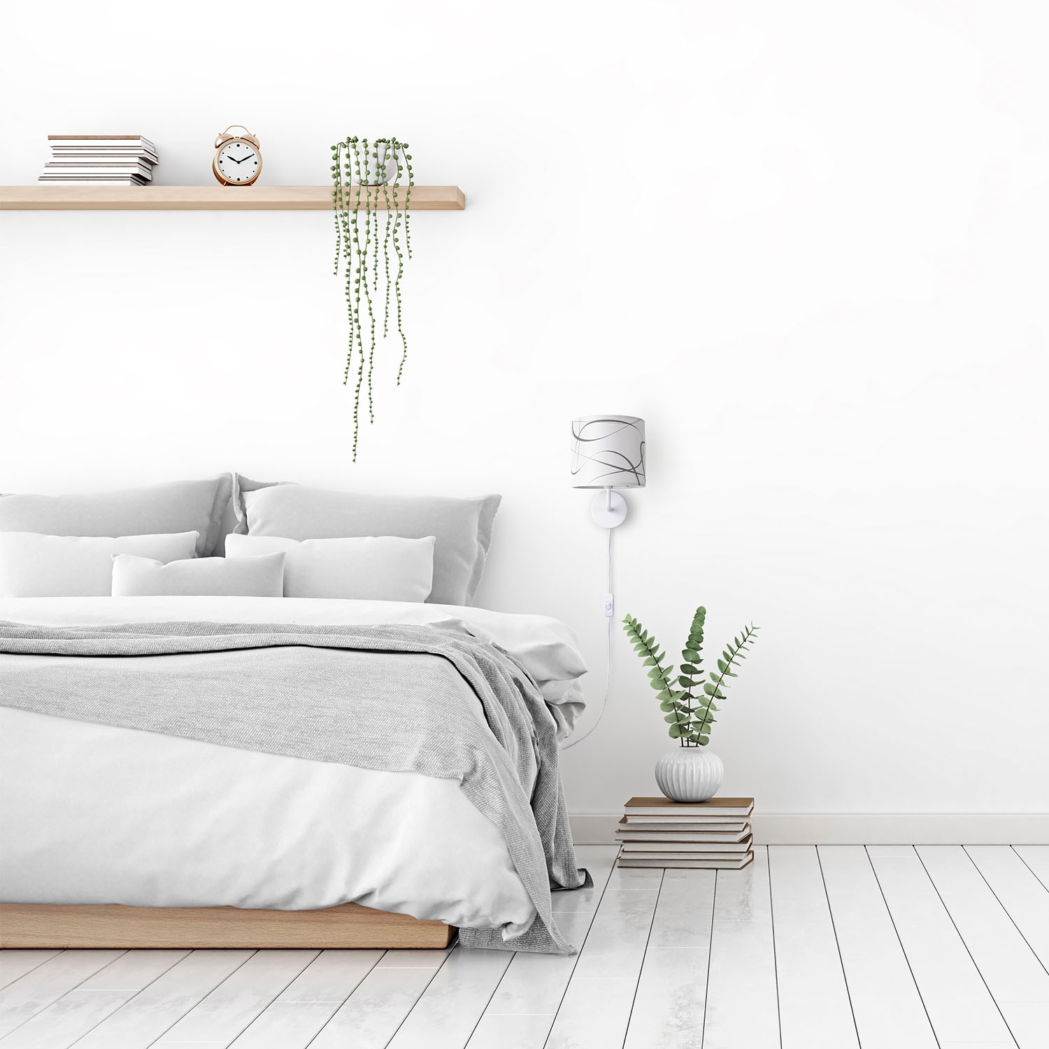 Paco Home Wandleuchte »Luca Tribal« E14 Wohnzimmer Modern Wandleuchte Mit Schirm Stoff Abstrakt Retro E14