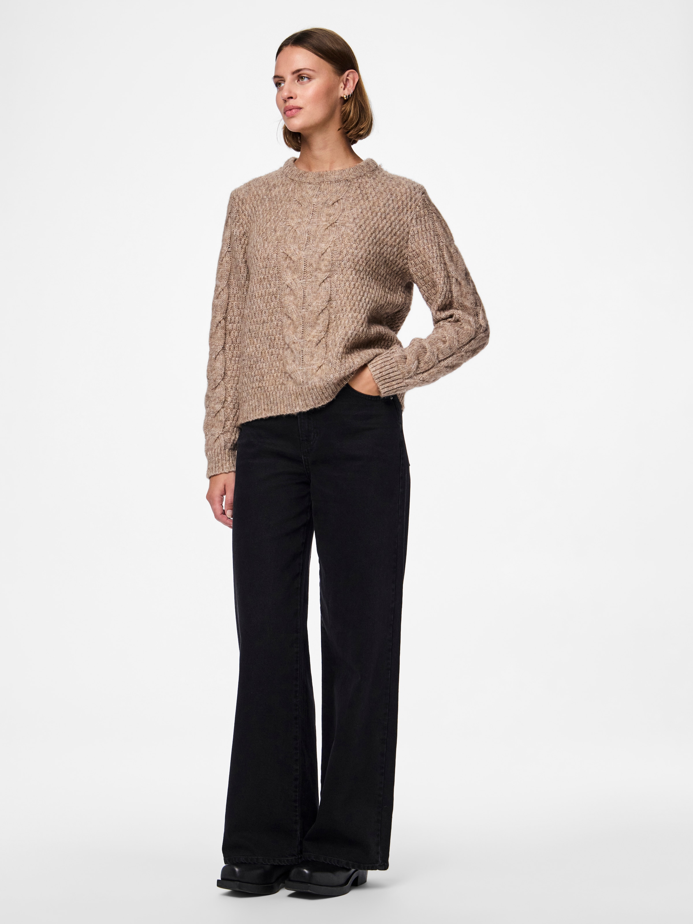 pieces Strickpullover »PCNINA LS O-NECK KNIT NOOS BC«