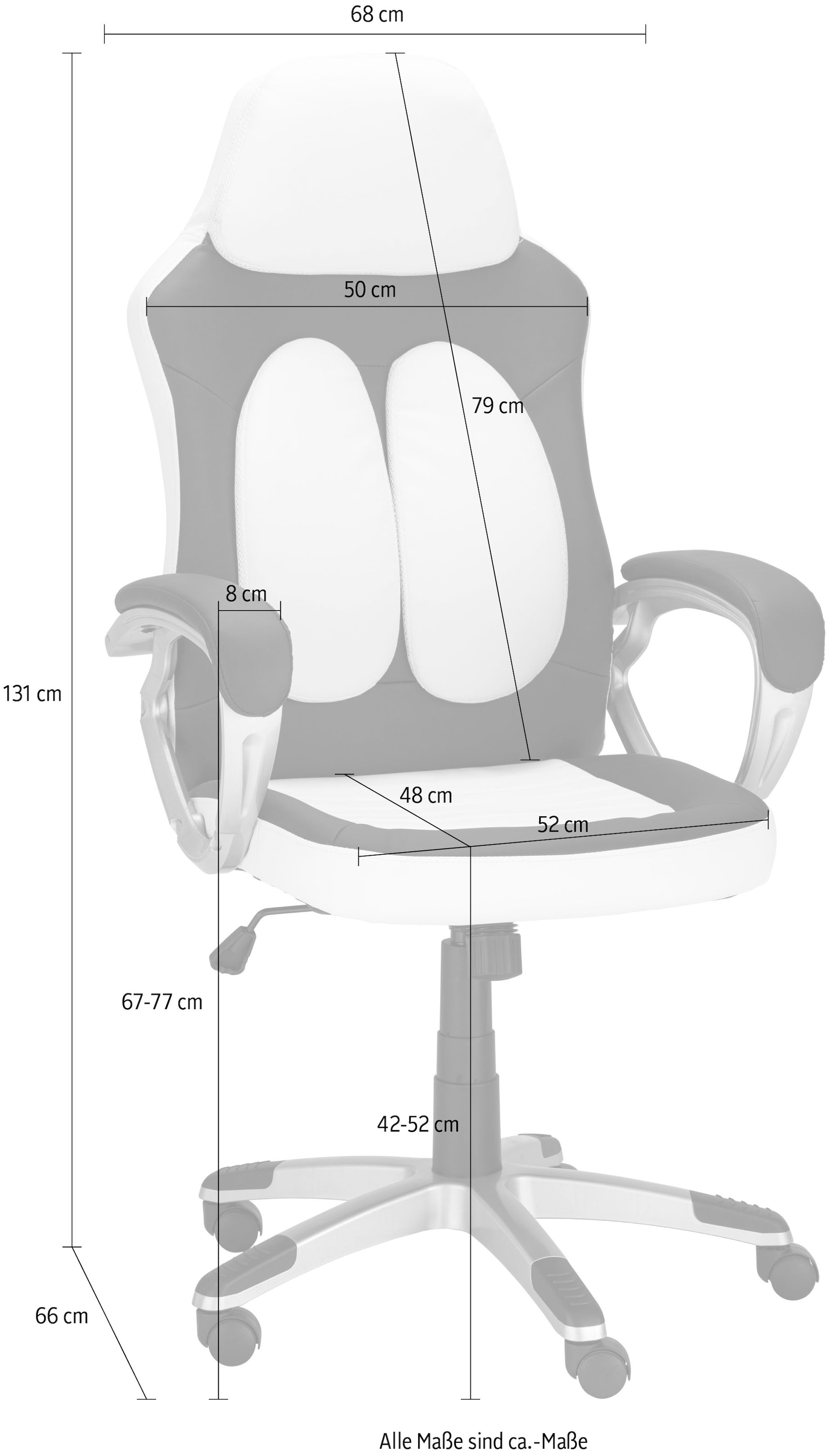 INOSIGN Gaming-Stuhl »Niro«, 1 St., Kunstleder, mit Stützkissen am Rücken, Sitzhöhe 42-52 cm