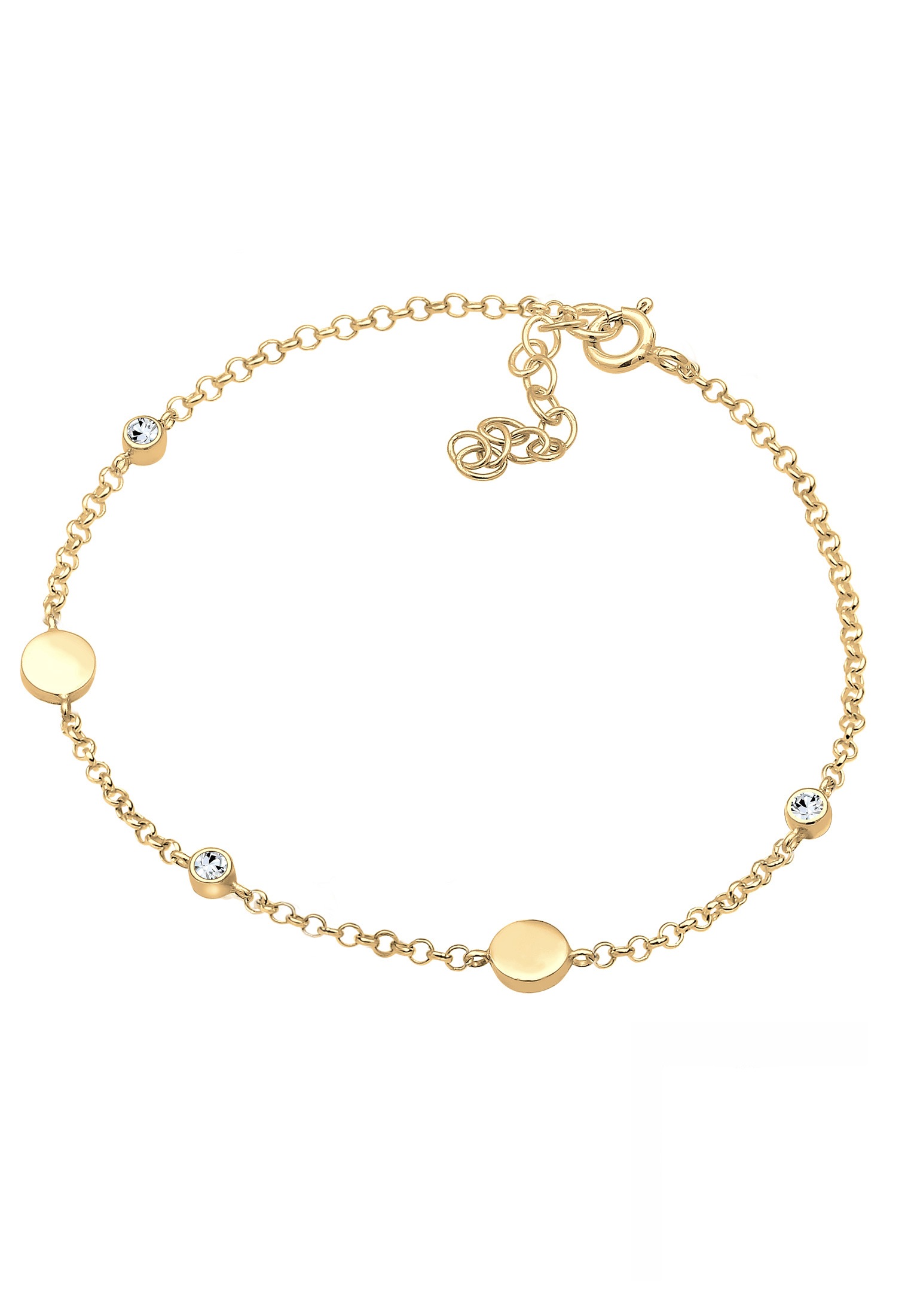 Elli Armkette »Armband Plättchen Rund 925 Sterling Silber, mit Kristallen von Swarovski®«