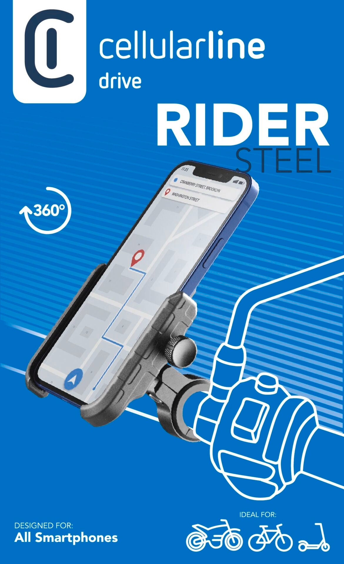 Cellularline Handy-Halterung »Handy Halter für Motorrad, Fahrrad & E-Scooter«