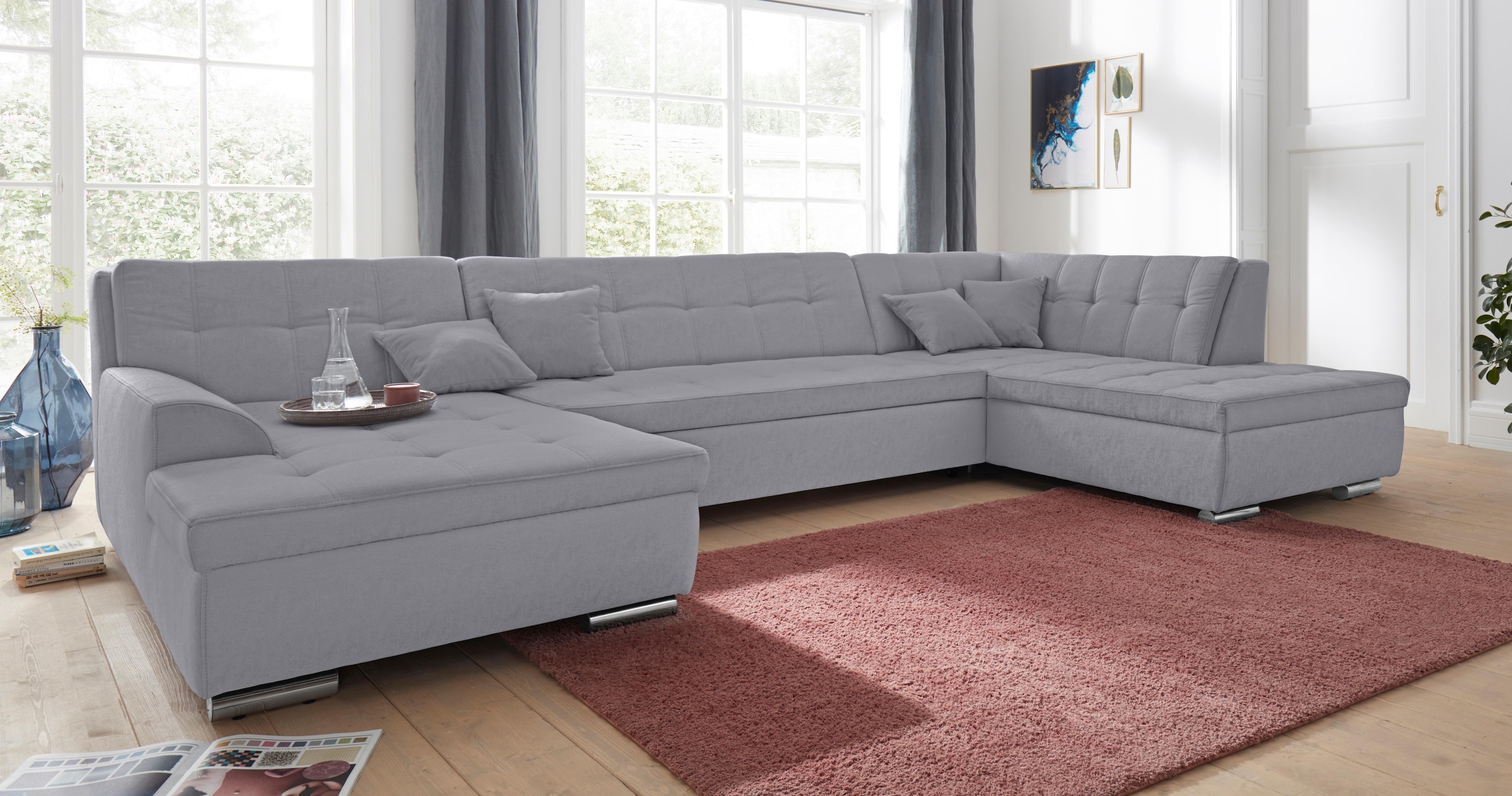 DOMO collection Wohnlandschaft »Aversa U-Form«, wahlweise mit Bettfunktion, frei im Raum stellbar