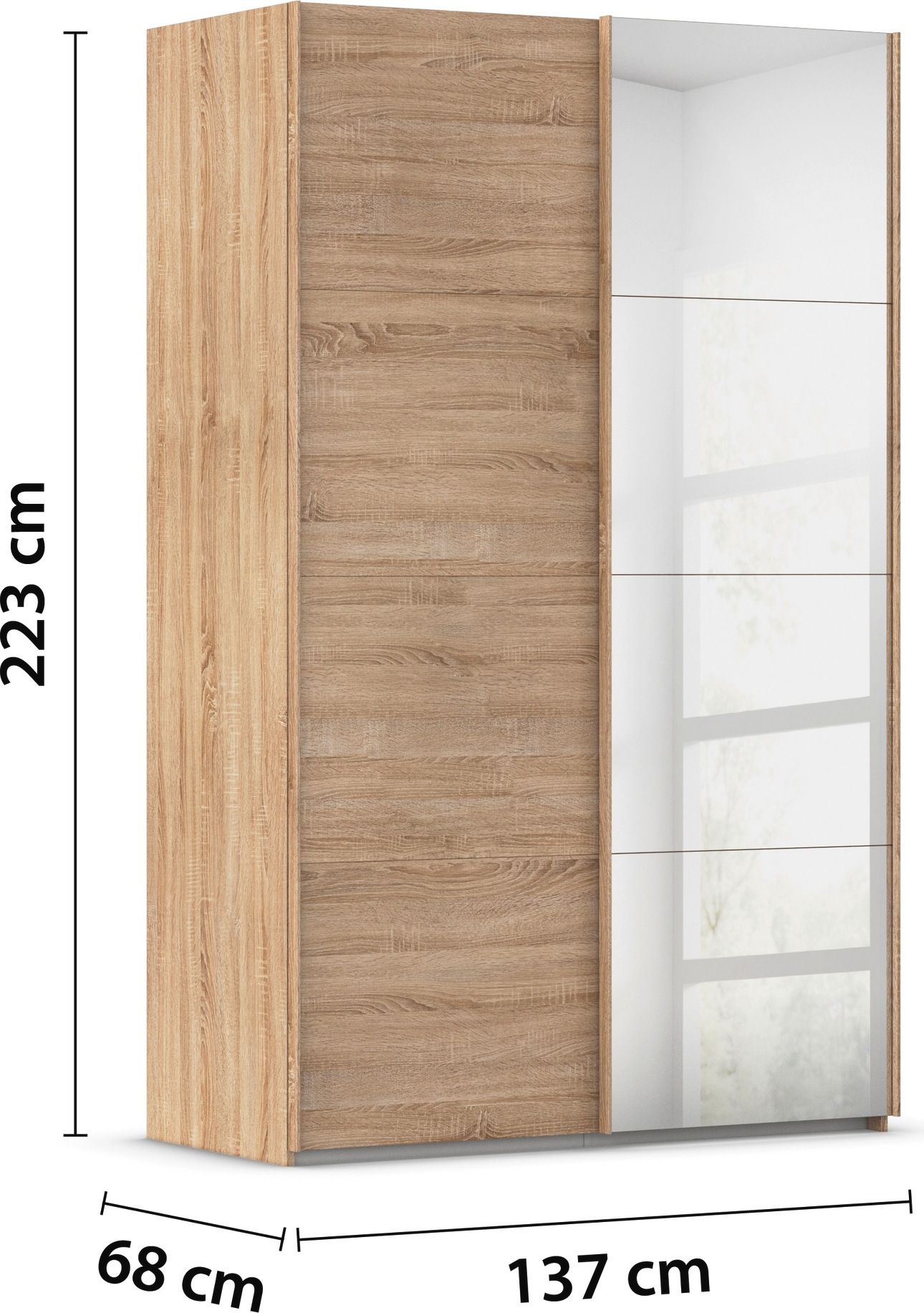 rauch Schwebetürenschrank »Kleiderschrank Schrank Garderobe Schlafzimmerschrank EVELYN«, in elegantem Stil mit Spiegel 5 Breiten viel Stauraum MADE IN GERMANY