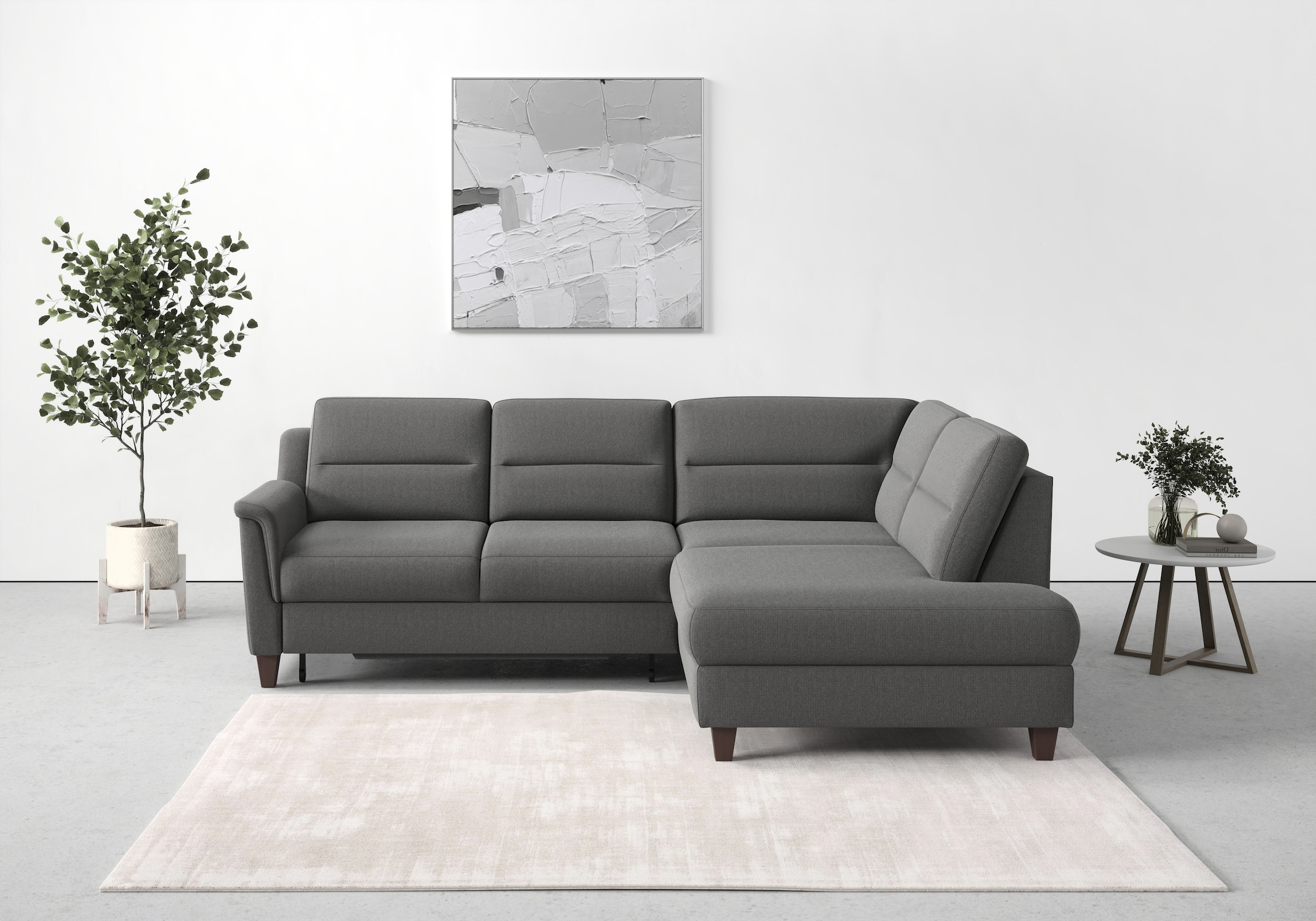 sit&more Ecksofa »Farö L-Form«, inklusive Federkern, wahlweise mit Bettfunktion und Bettkasten