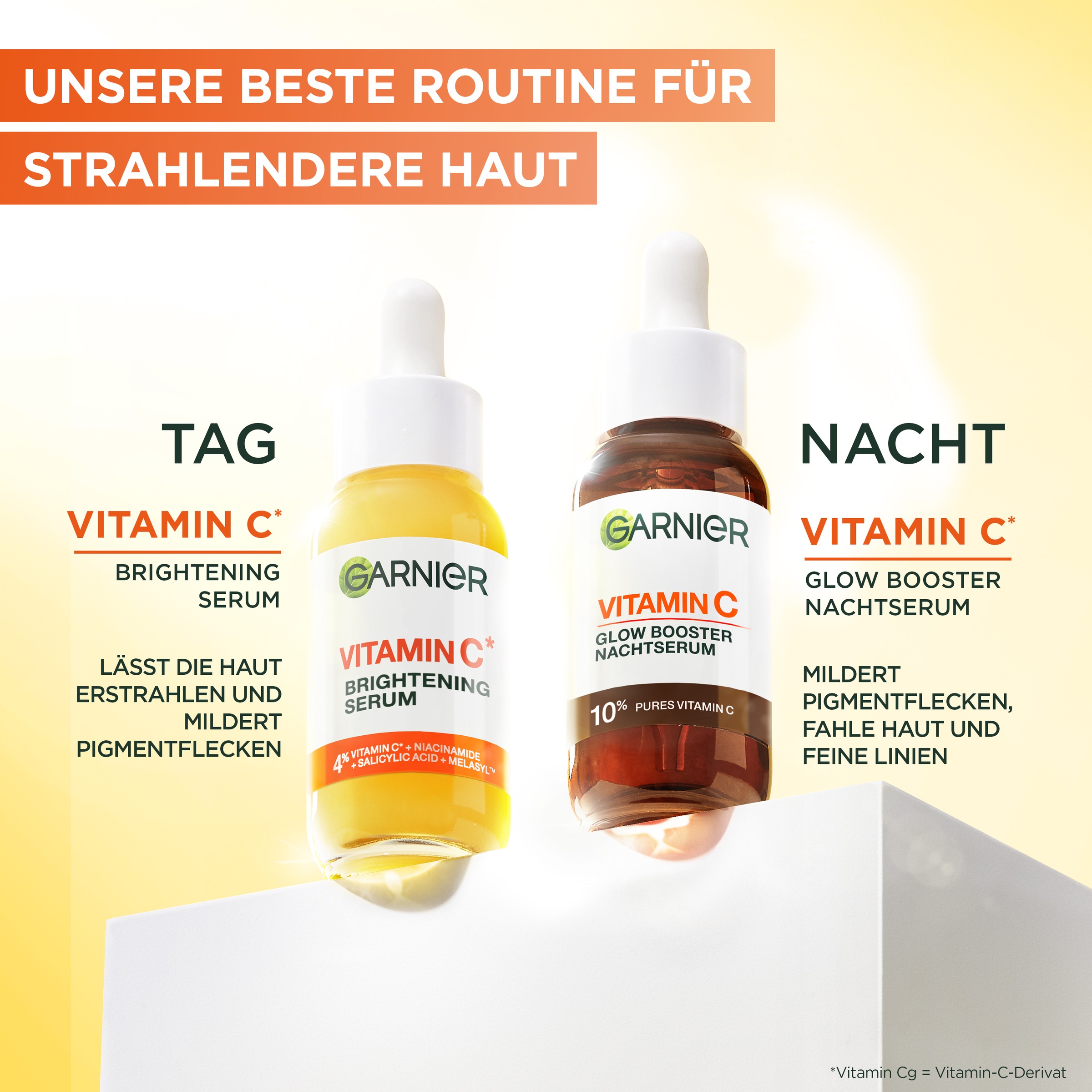 GARNIER Gesichtsserum »SkinActive Vitamin C« wirkt Pigmentflecken entgegen, die Haut wird glatter