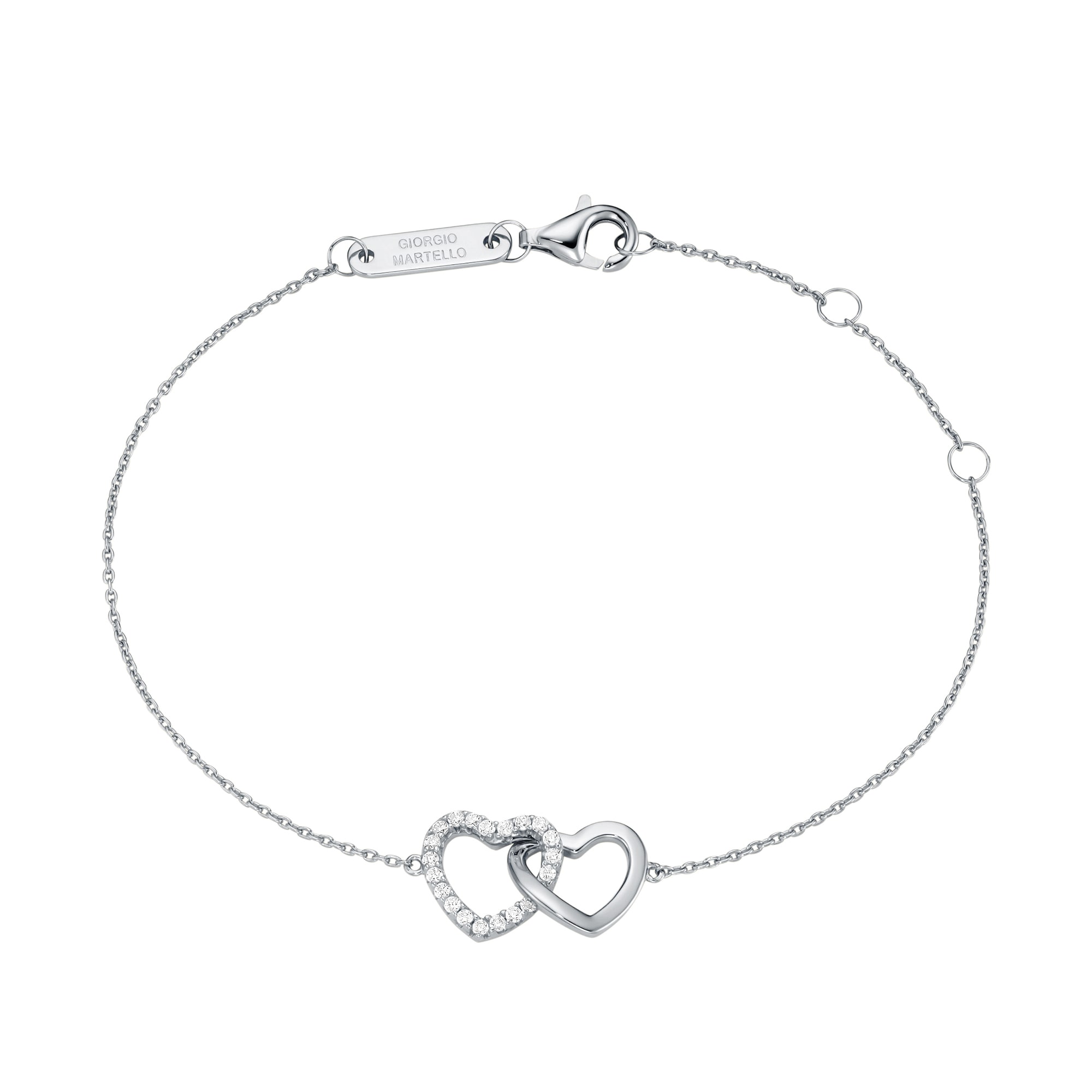 GIORGIO MARTELLO MILANO Armband »Armband zwei Herzen, mit weißen Zirkonia, Silber 925«