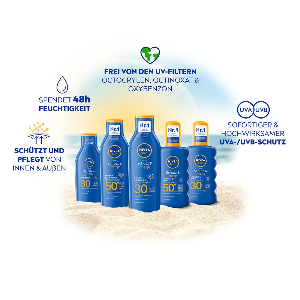 Nivea Sonnenschutzspray »Babies & Kids Sensitiv Schutz+Gratisgröße Lotion to go«, (Set)