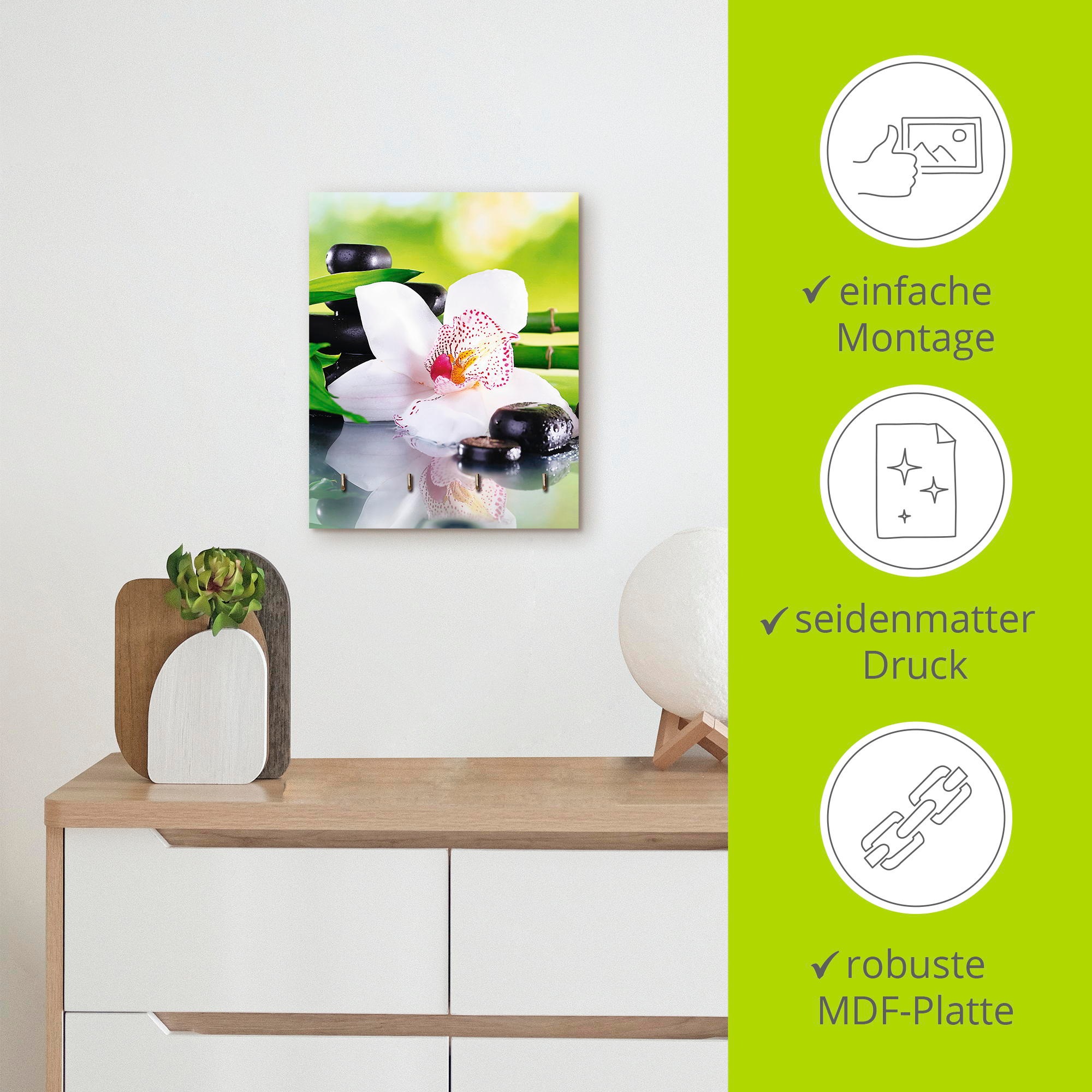 Artland Hakenleiste »Spa Steine Bambus Zweige Orchidee«, MDF