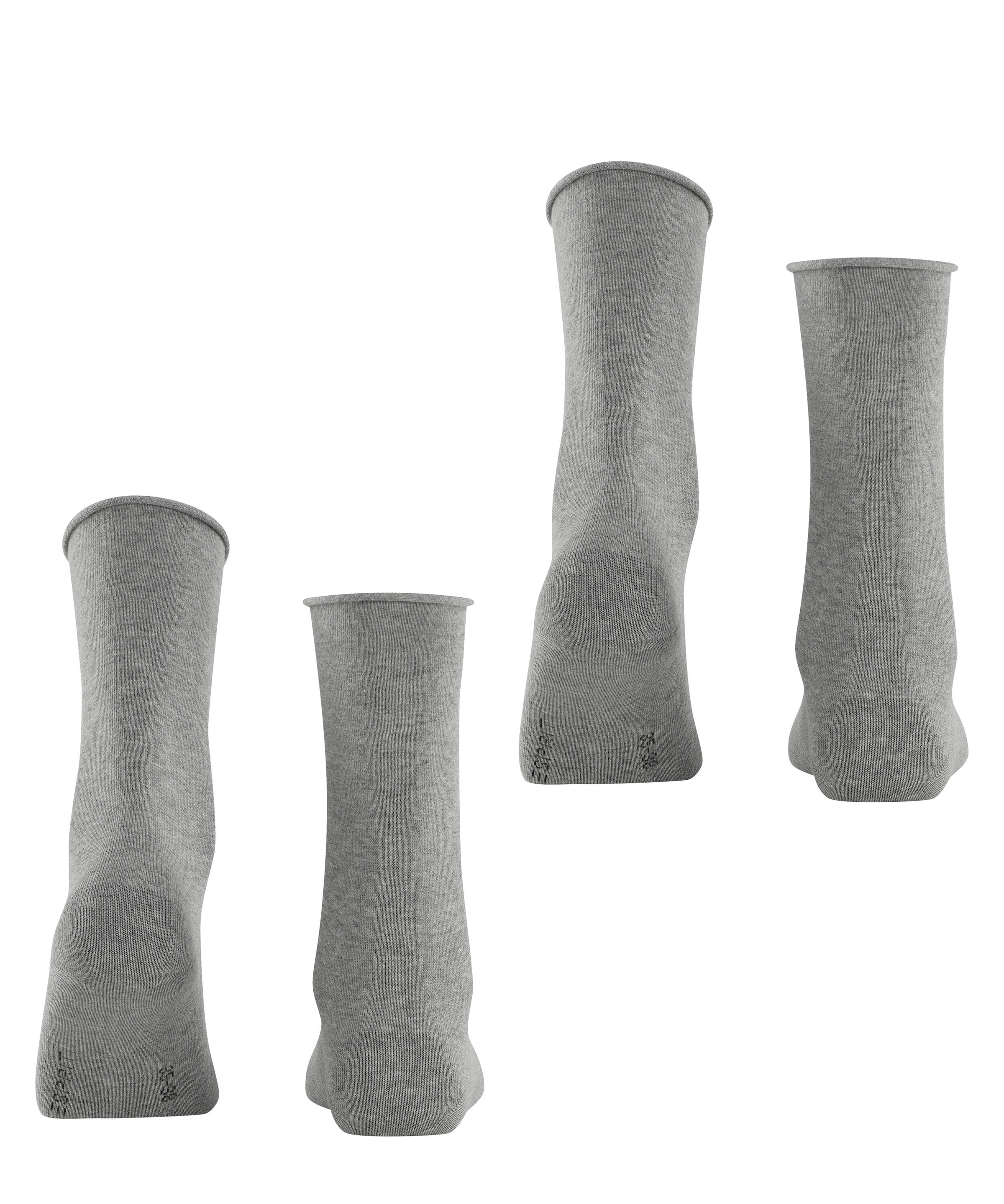 Esprit Socken »Basic Pure«, (2 Paar), Rollbündchen, Feinstrick, meliert