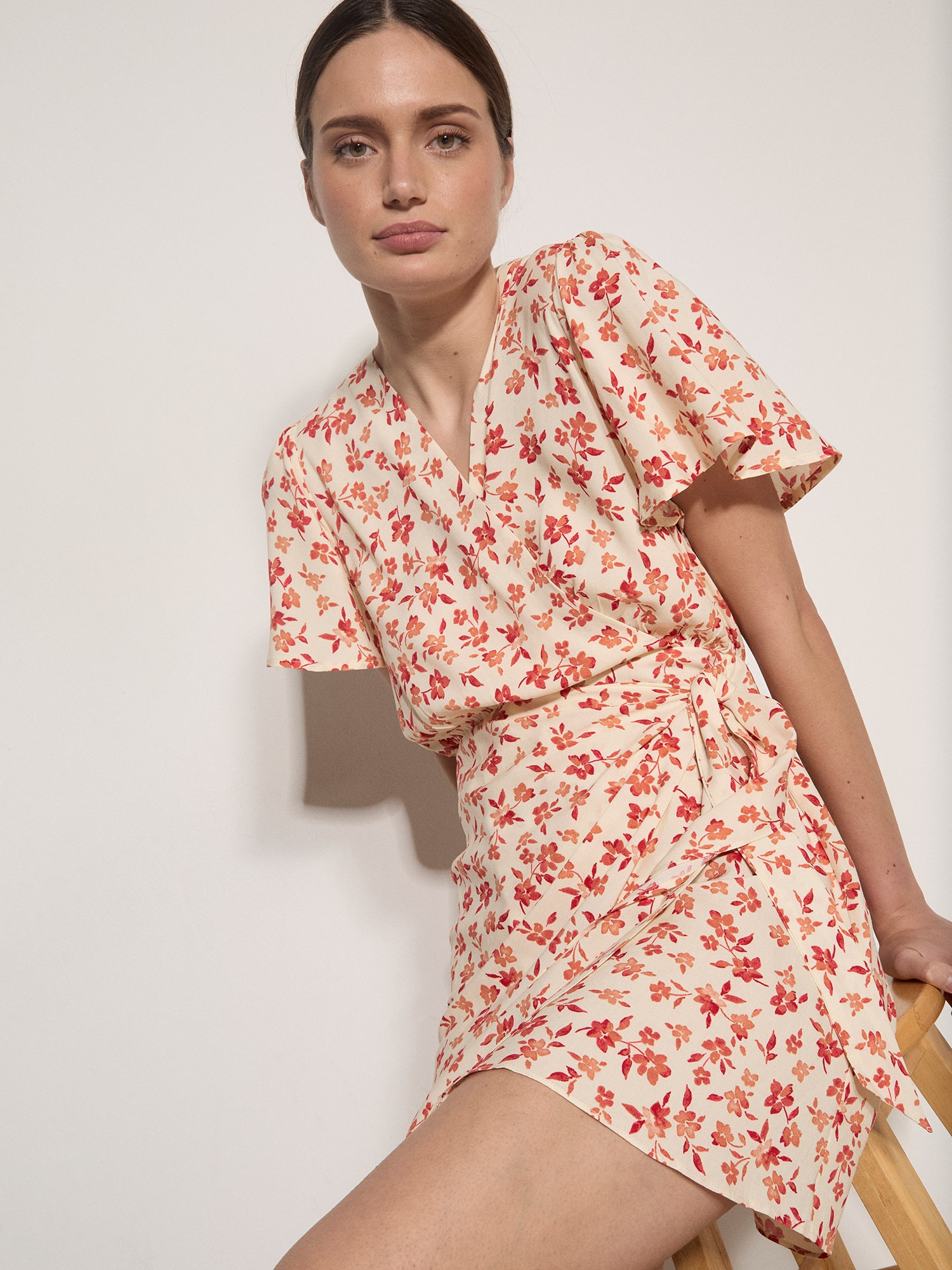 Apricot Minikleid »Minikleid« mit Stoffgürtel,  Druck