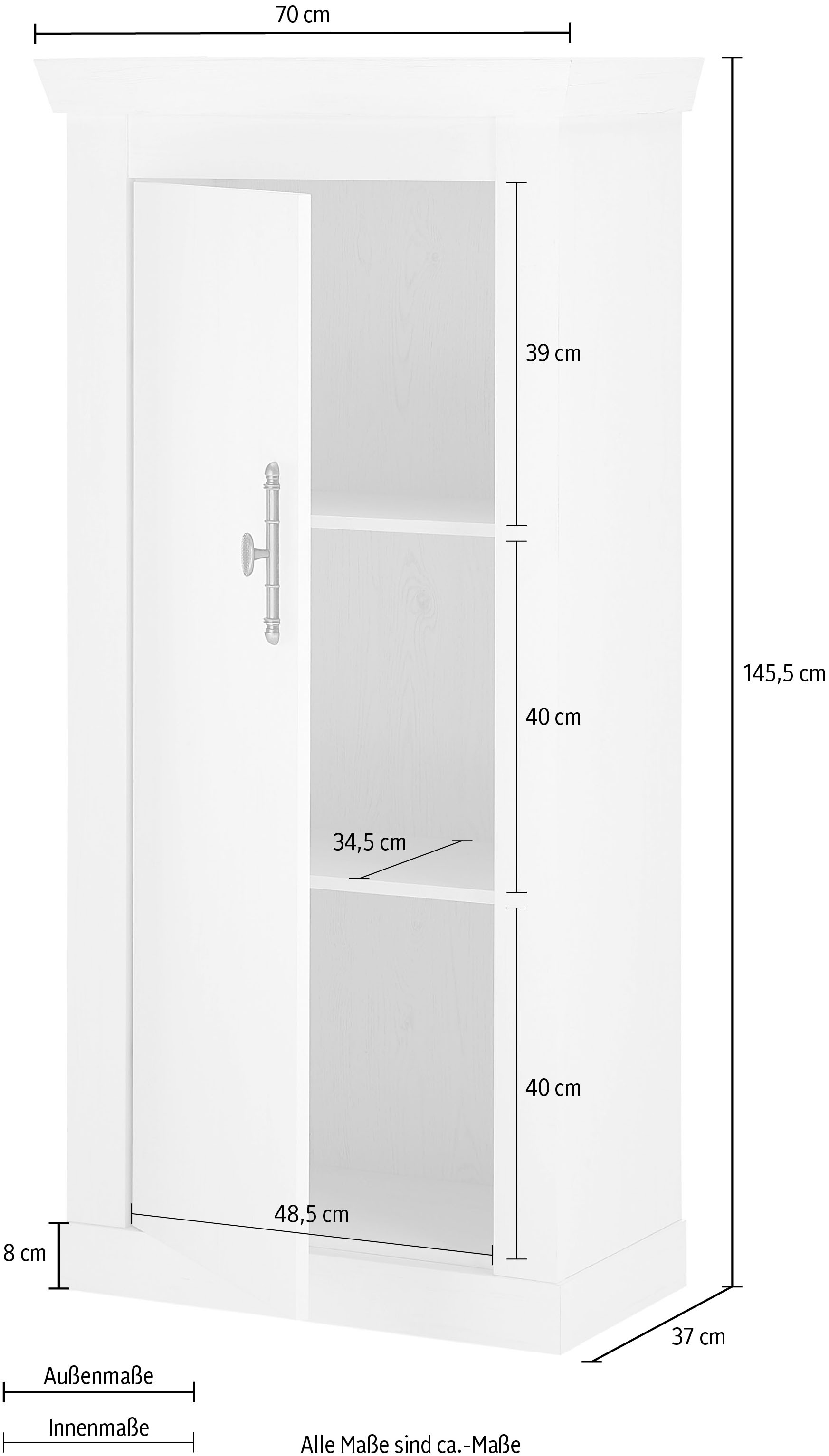 Home affaire Highboard »RAVENNA«, im romantischen Landhausstil, Griff aus Metall, Höhe 146 cm