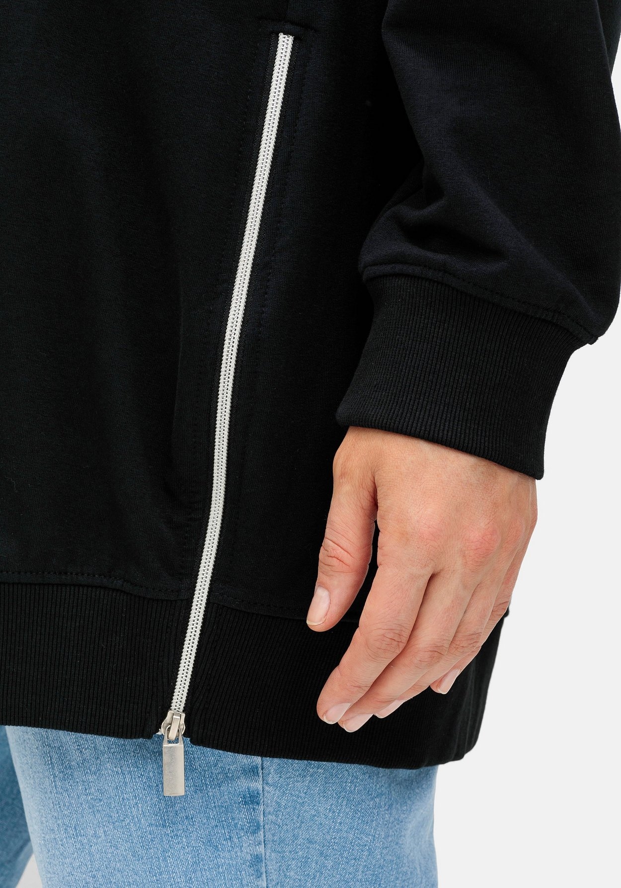 Sheego Sweatshirt »Langes Sweatshirt in Longform, mit hohen seitlichen Zippern«
