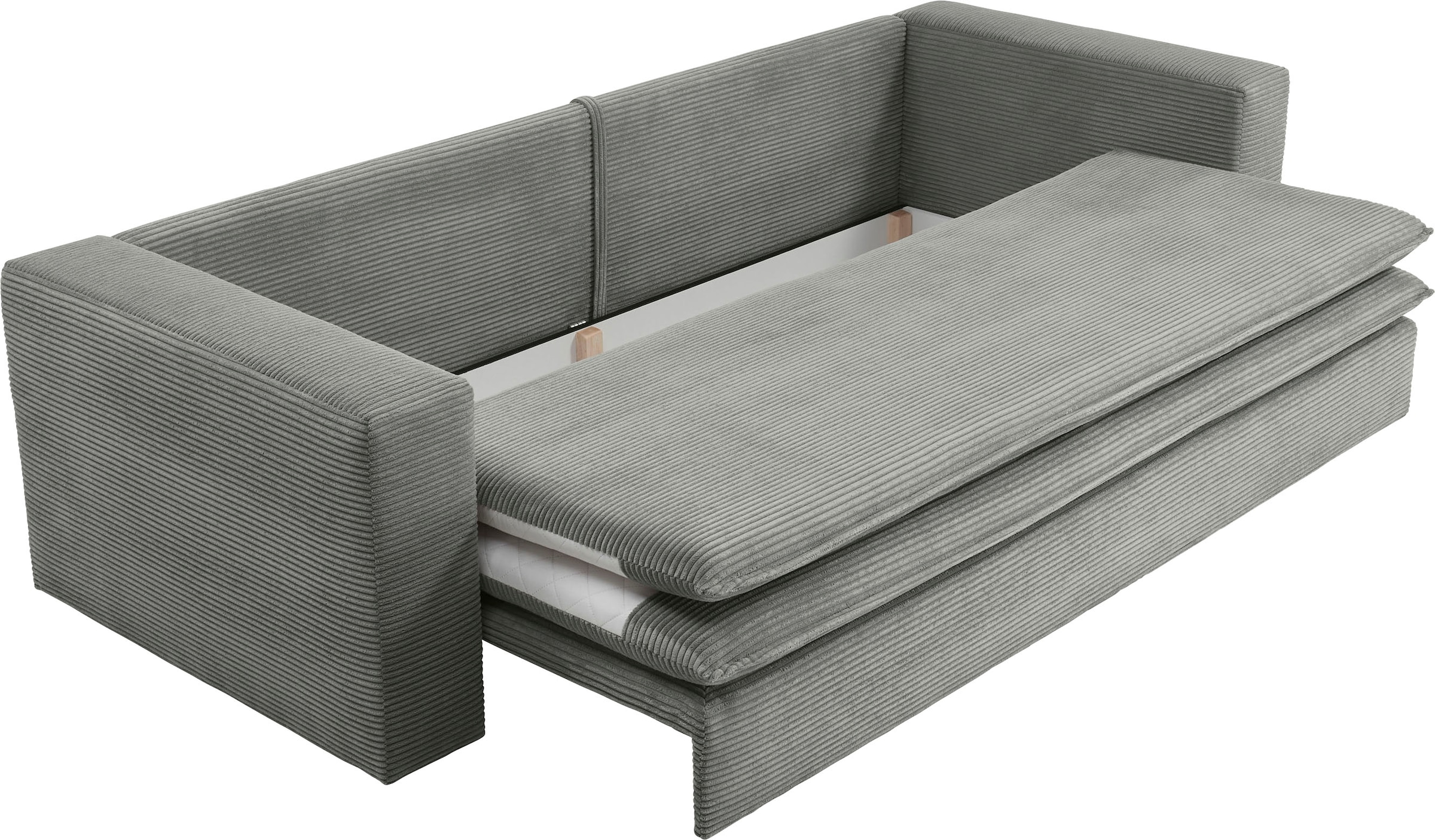 Places of Style 3-Sitzer »PIAGGE«, Cord-Bezug - mit Bettfunktion und Bettkasten, mit praktischem Topper