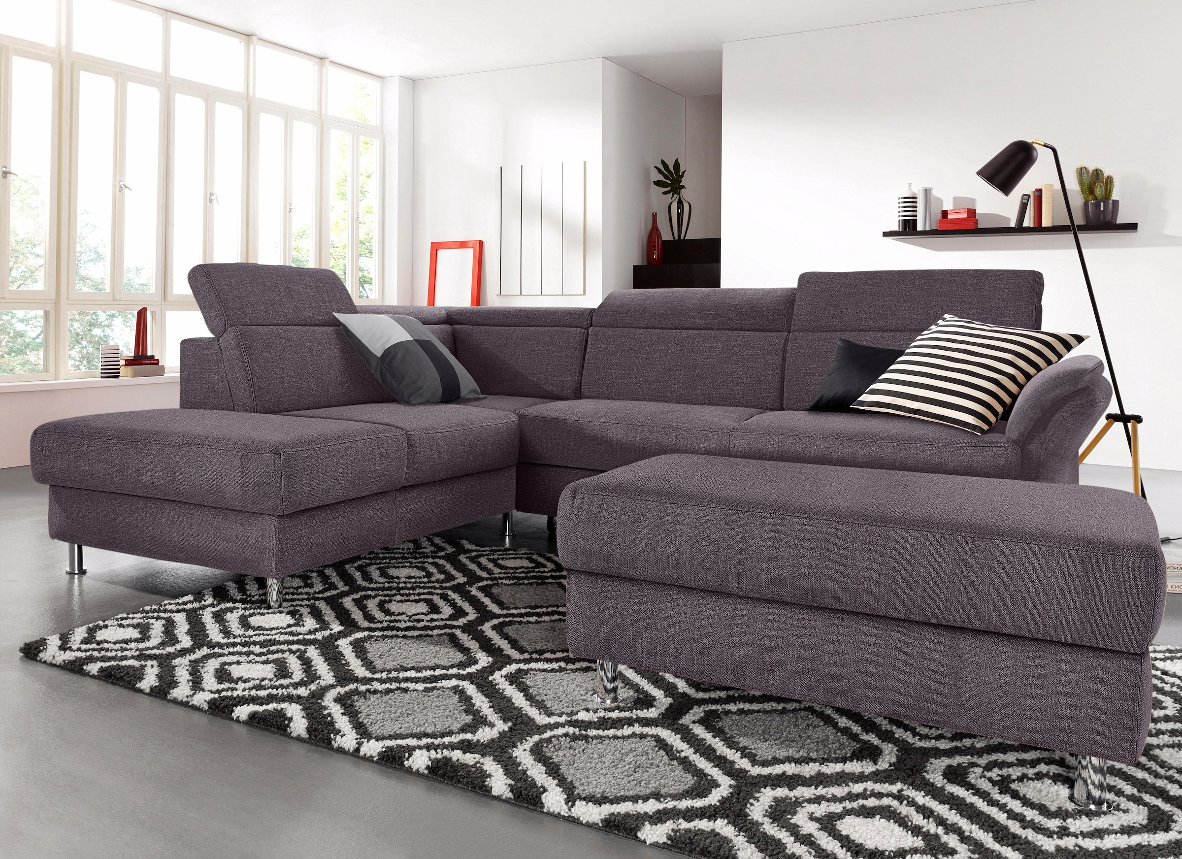 sit&more Ecksofa »Avignon L-Form« inklusive Kopfteilverstellung, wahlweise mit Bettfunktion
