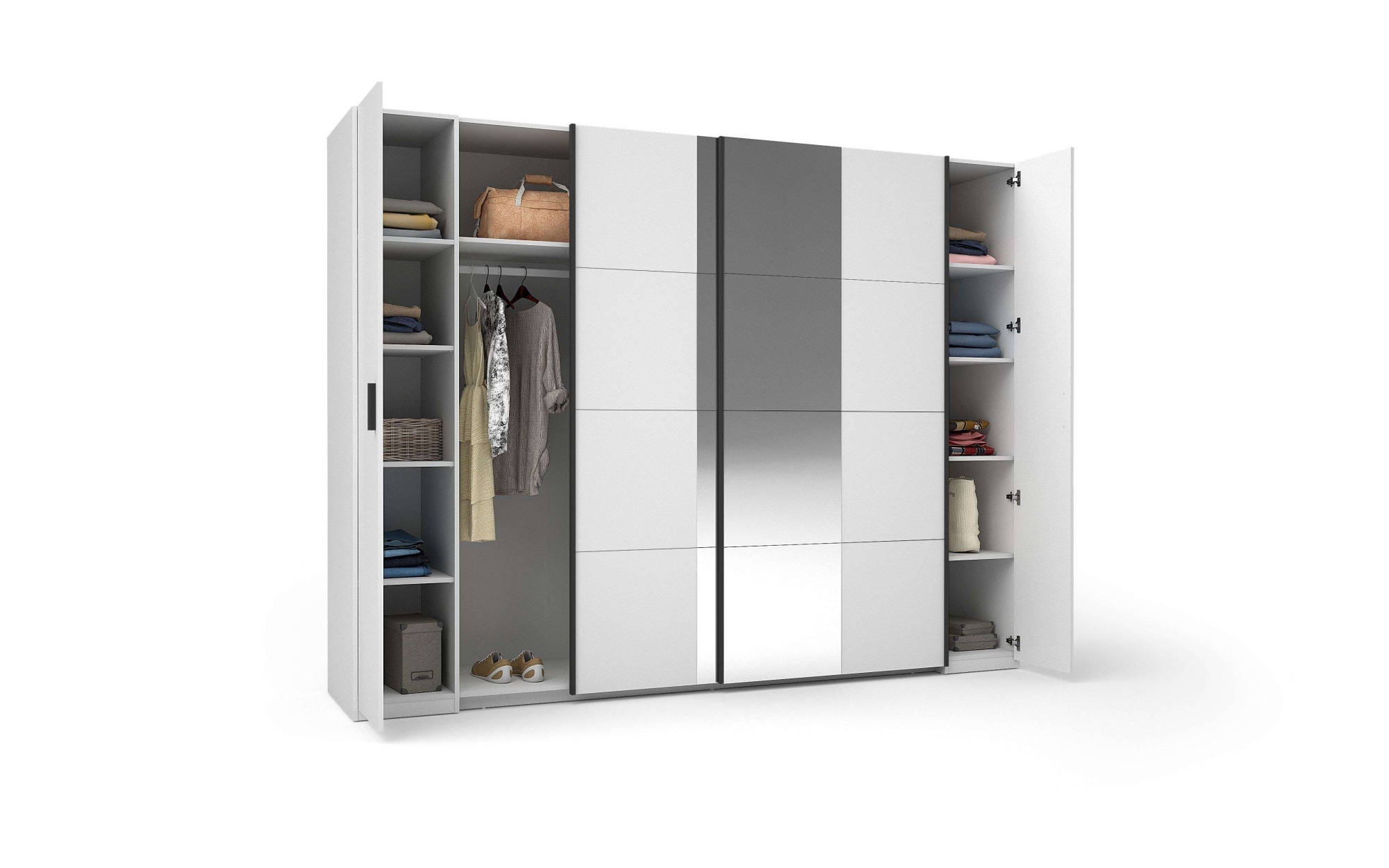 Home affaire Kleiderschrank »Antioch, FSC-zertifiziert, mit Dreh-UND Schiebetüren«, (B/T/H 270/61,4/207cm, inklusive Einlegeböden und Kleiderstangen), mit oder ohne Spiegel und Schubladen - YOUR Choice