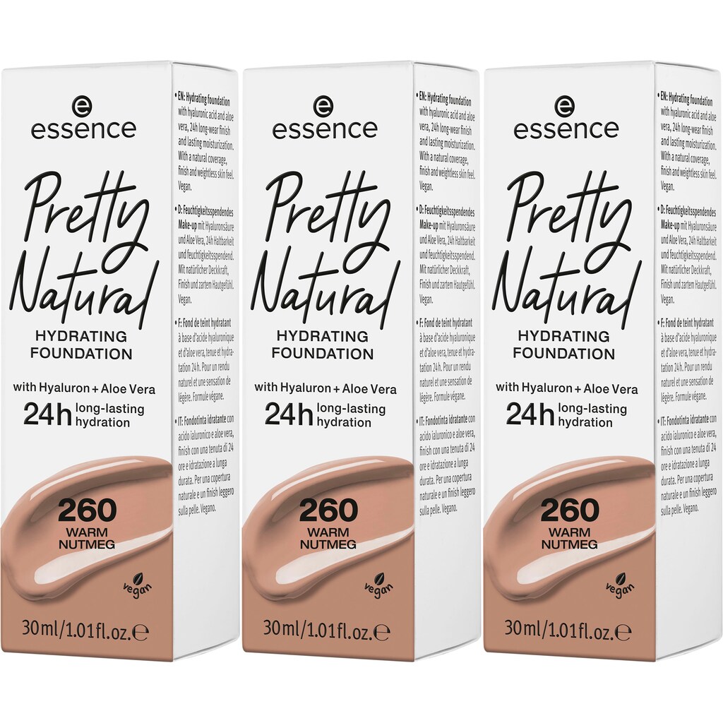 Essence Foundation »Pretty Natural HYDRATING«, (Set, 3 tlg.)