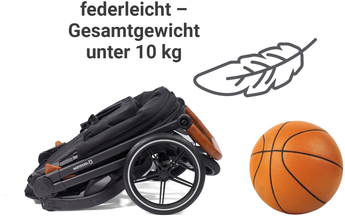 Gesslein Kombi-Kinderwagen »FX4 Soft+ mit Aufsatz Swing schwarz, schwarz/kupfer«, mit Babywanne C3 und Babyschalenadapter