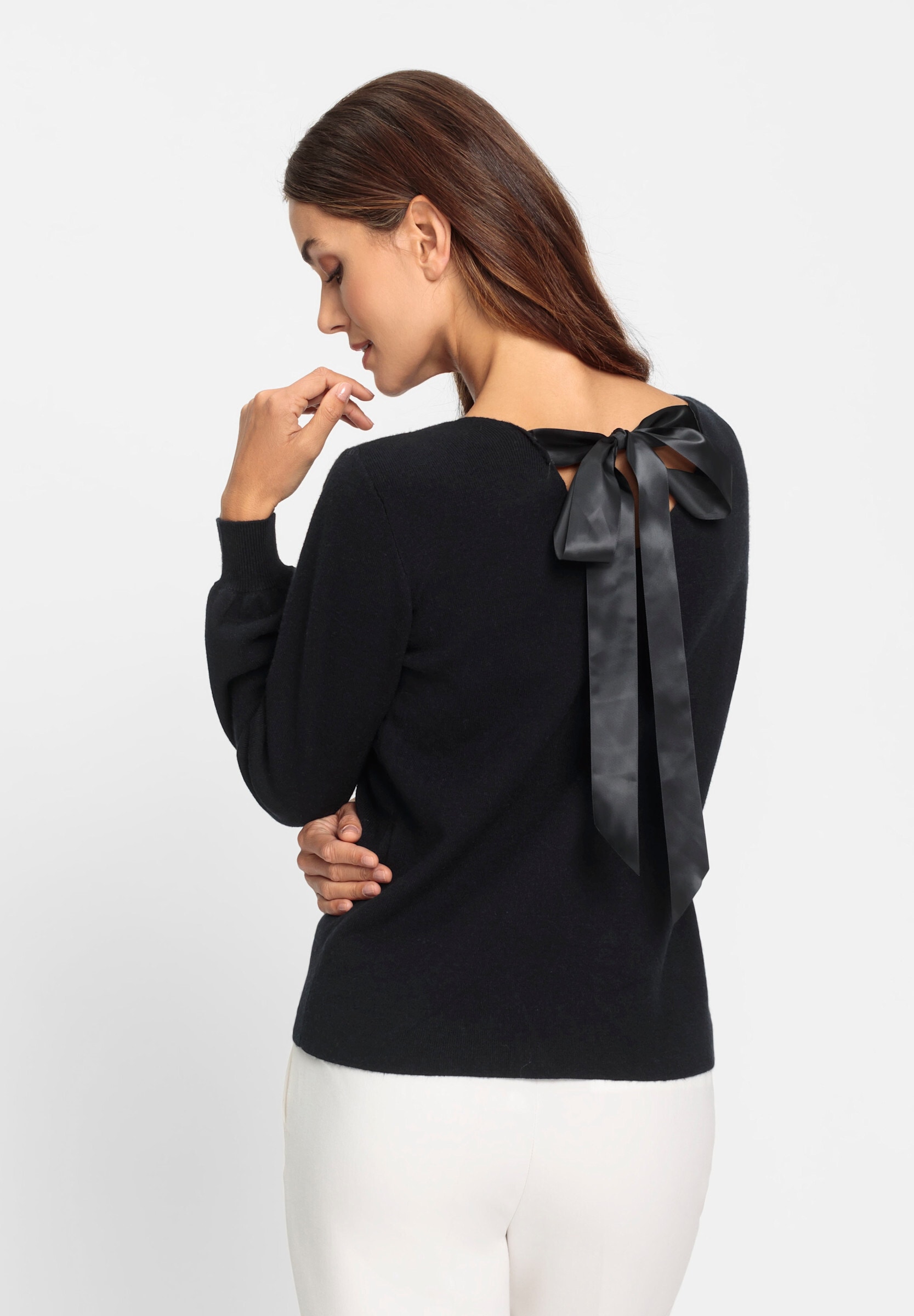 heine Strickpullover »Pullover Feinstrickpullover mit V-Ausschnitt vorne und hinten«
