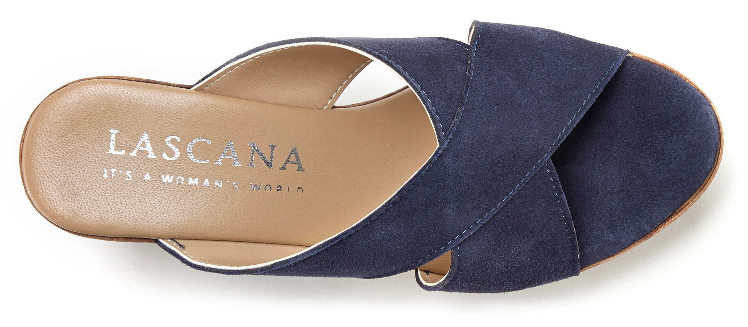 LASCANA Pantolette, Mule, Sandale, offener Schuh aus Leder mit Blockabsatz