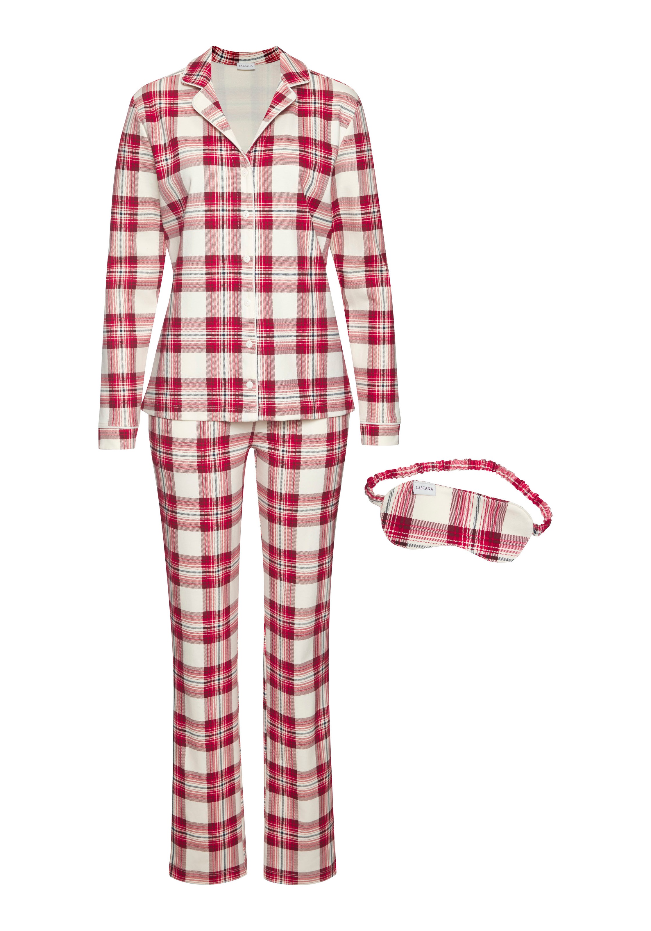 LASCANA Pyjama, (Set, 3-teilig), incl. Schlafmaske