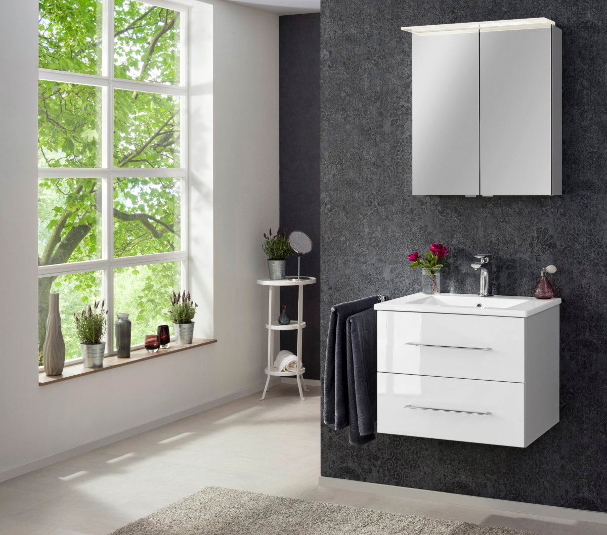 FACKELMANN Spiegelschrank »PE 60 - weiß«, Badmöbel Breite 60 cm, 2 Türen