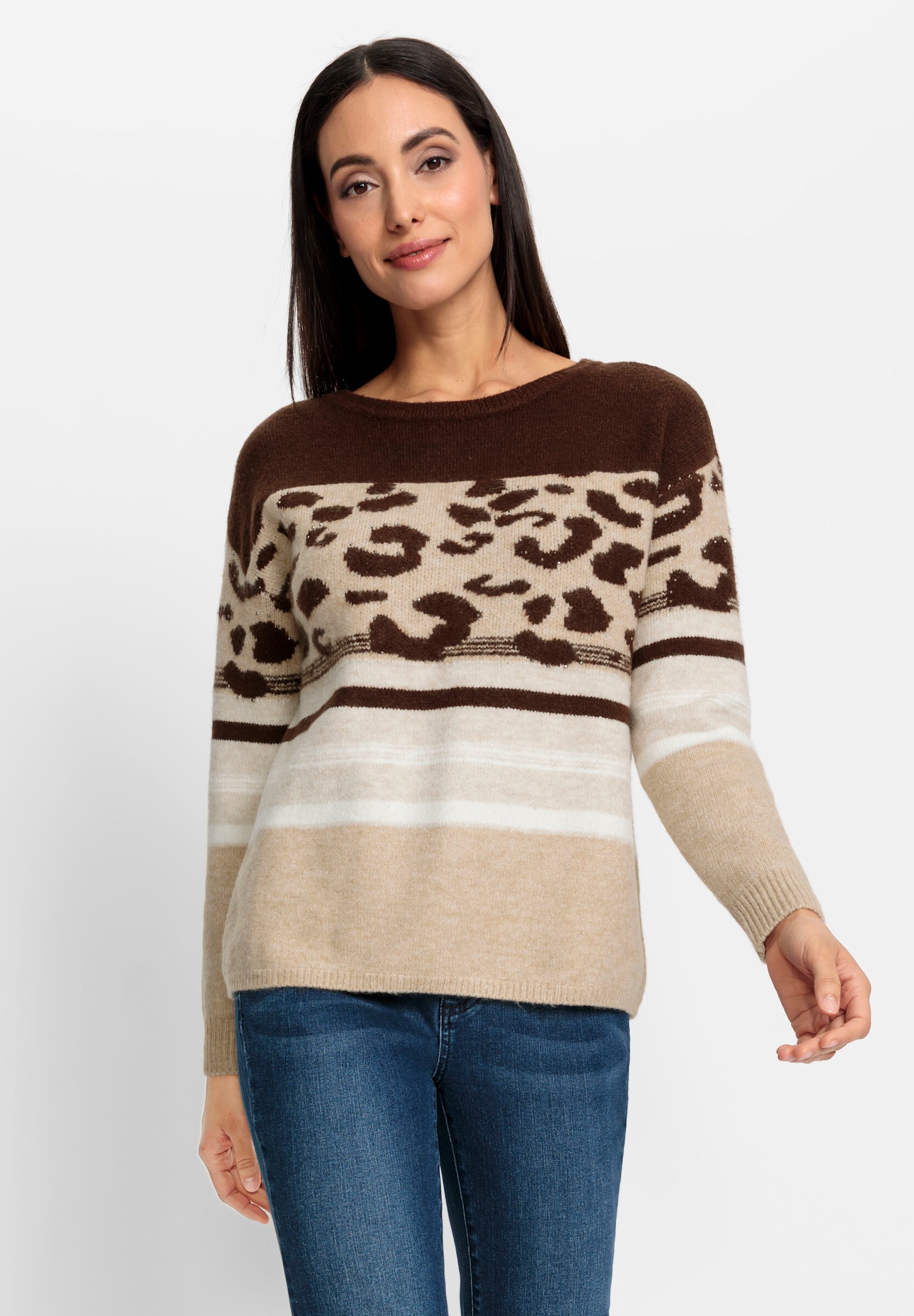 heine Longpullover »Pullover Rundhalspullover im Muster-Mix«