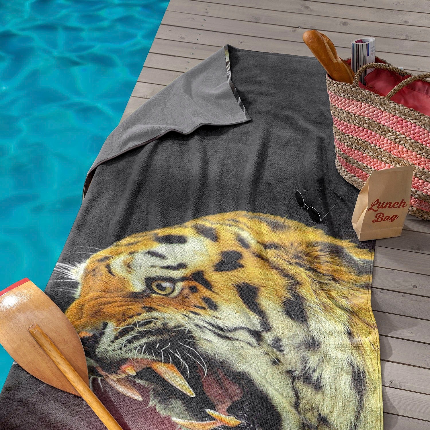 Seahorse Strandtuch »Khan«, (1 St., Strandtuch 90 x 170 cm), mit Tiger Aufdruck