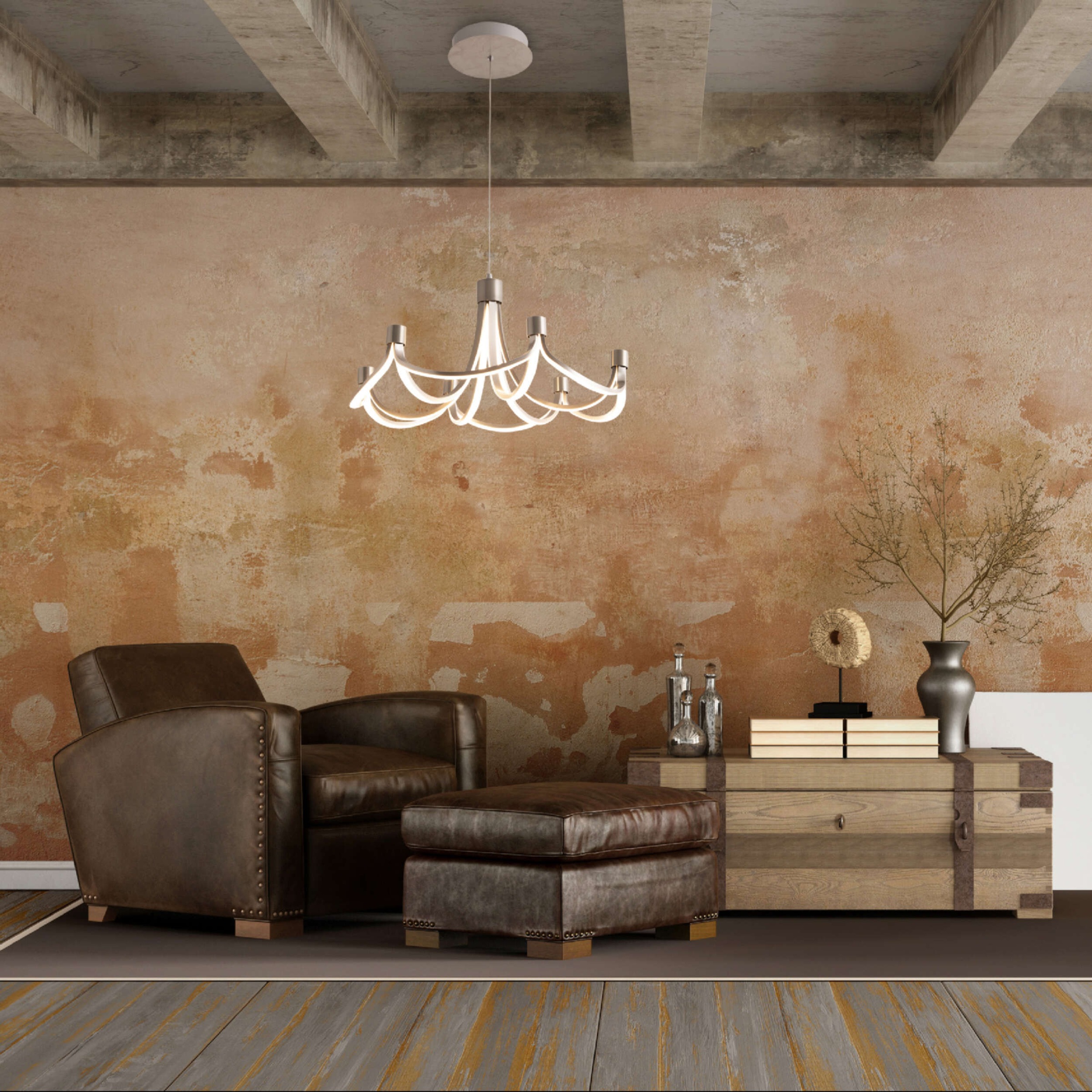 näve LED Pendelleuchte »Festos« LED-Modul 1 Stk. Kronleuchter, stufenweise dimmbar, satiniertes Metall, H: 150cm