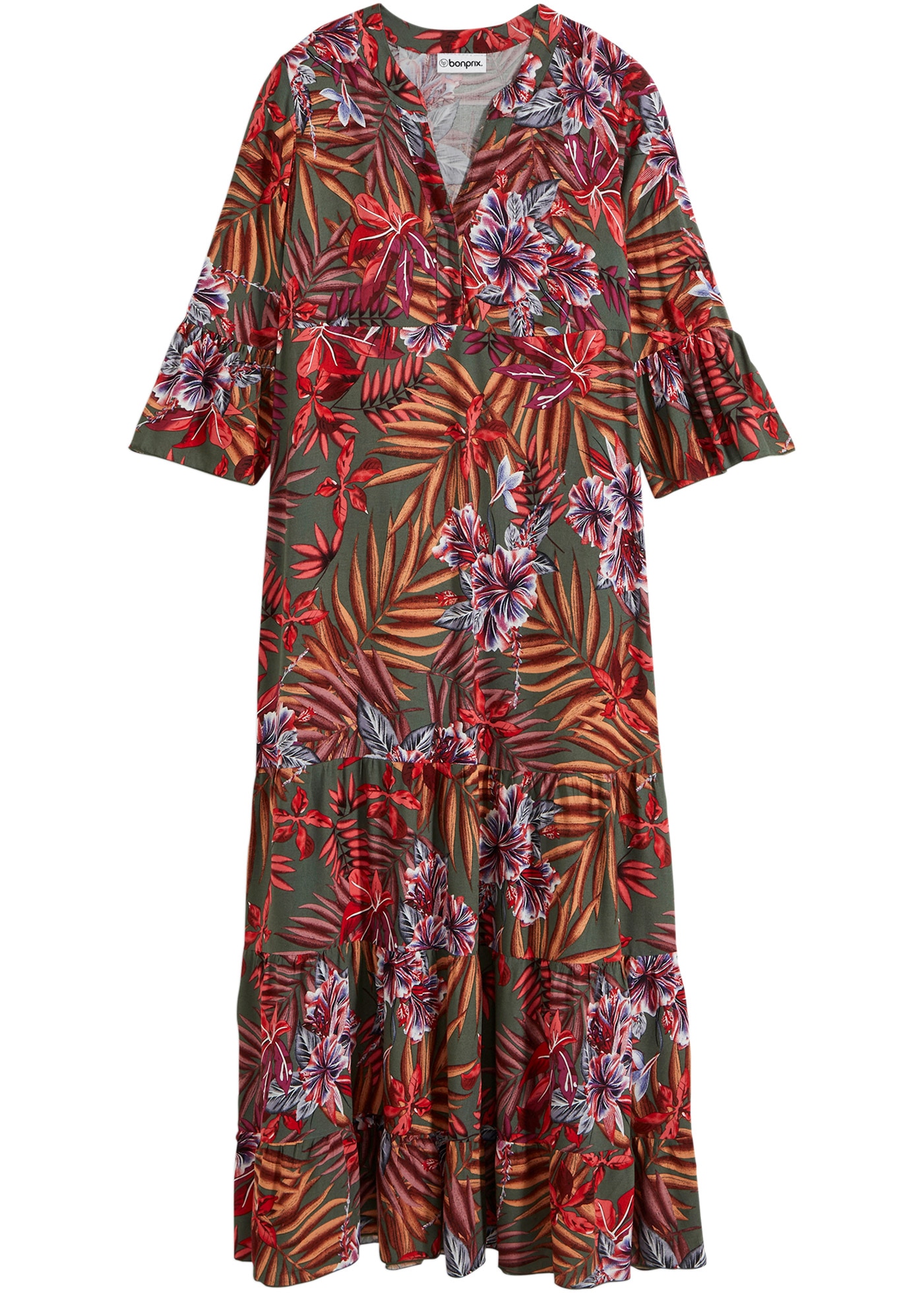 bonprix Maxikleid für Frühling und Sommer, aus Viskose, A-Linien-Passform