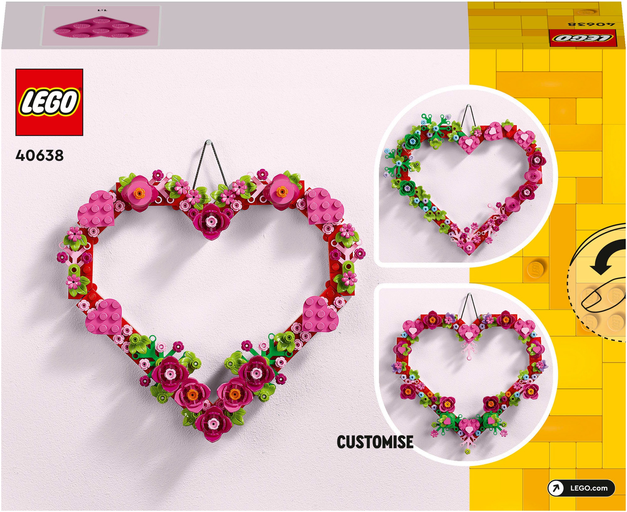 LEGO® Konstruktionsspielsteine »Herz-Deko (40638), LEGO Iconic«, (254 St.), Made in Europe