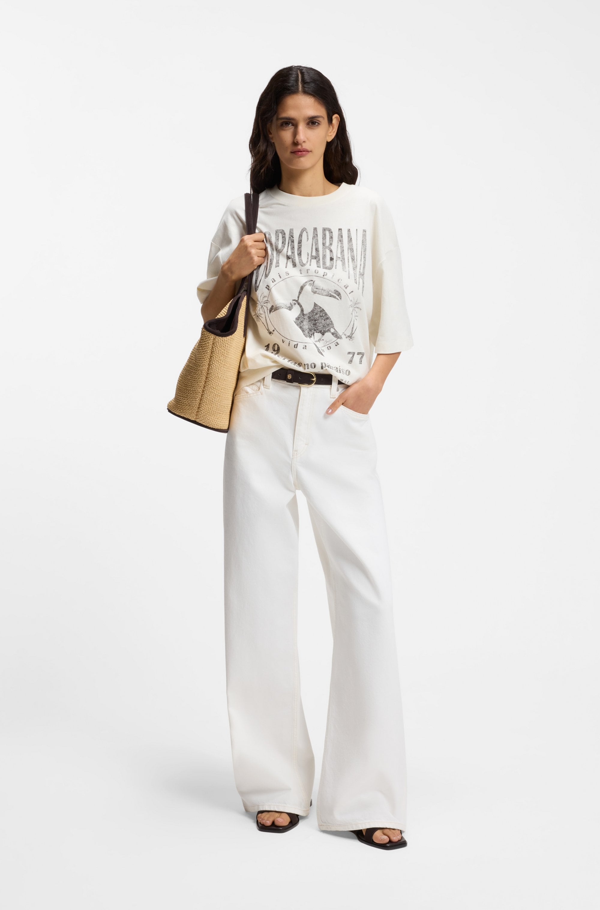 BOSS ORANGE Relax-fit-Jeans »SLOUCHY MR 2.0 Premium Damenmode« Wide Leg mit mittlerem Bund, fester Denim