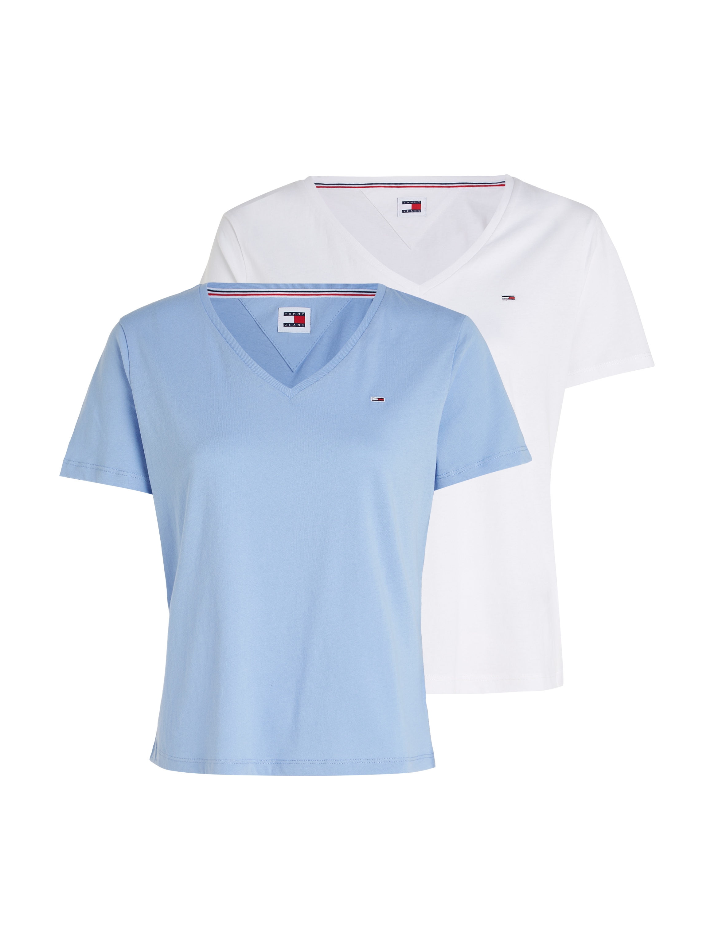 Rundhalsshirt »TJW 2PACK SOFT JERSEY TEE«, mit Tommy Jeans Logo-Flag-Stickerei