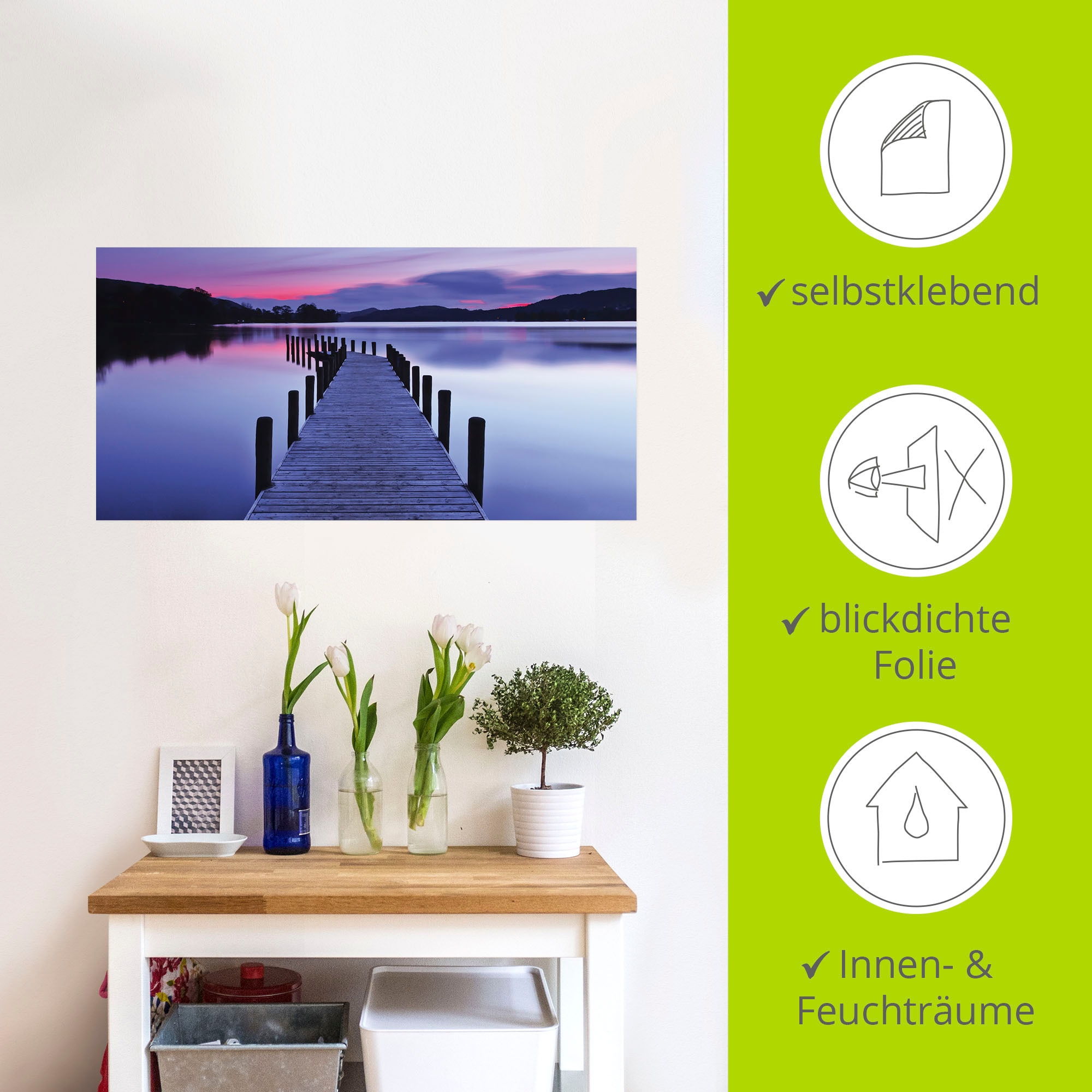 Artland Wandbild »Panorama Steg Coniston Water«, Seebilder, (1 St.), als Leinwandbild, Poster, Wandaufkleber in verschied. Größen