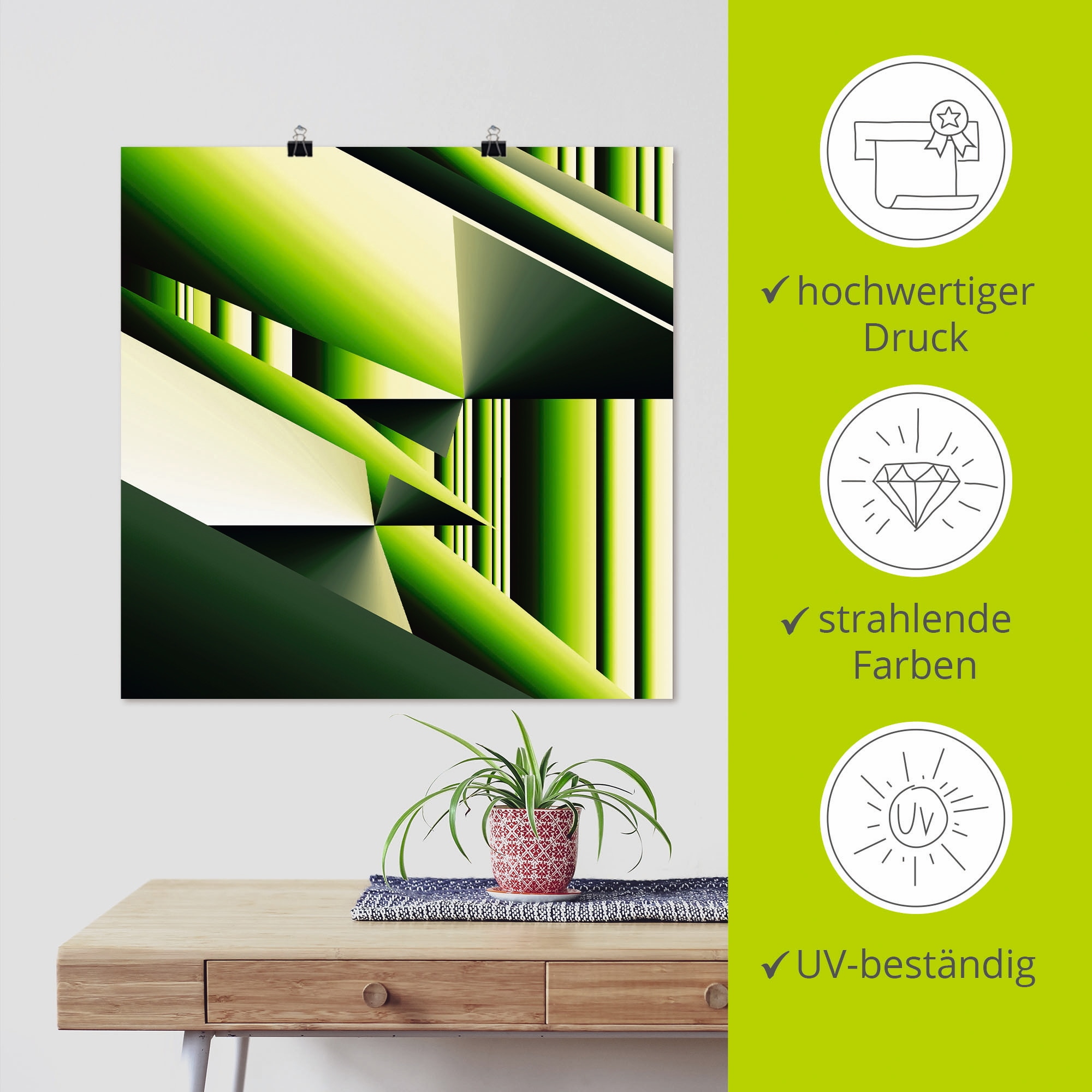 Artland Poster »Grüner Bambus Modern Art«, Muster, (1 St.), als Alubild, Leinwandbild, Wandaufkleber oder Poster in versch. Größen