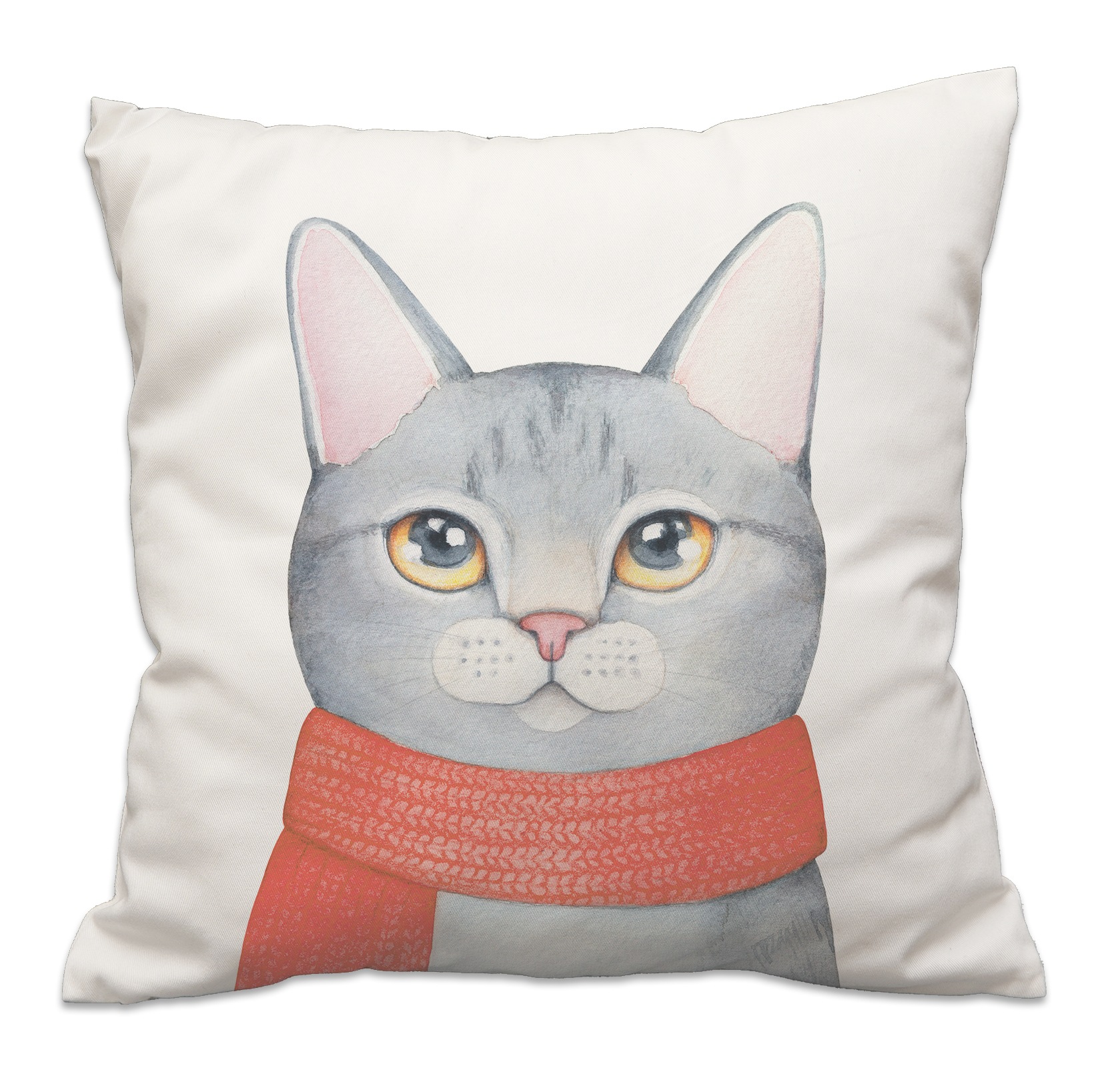 queence Dekokissen »Katze mit Schal im Winter«, Dekokissen mit HD Premium Druck Weihnachten