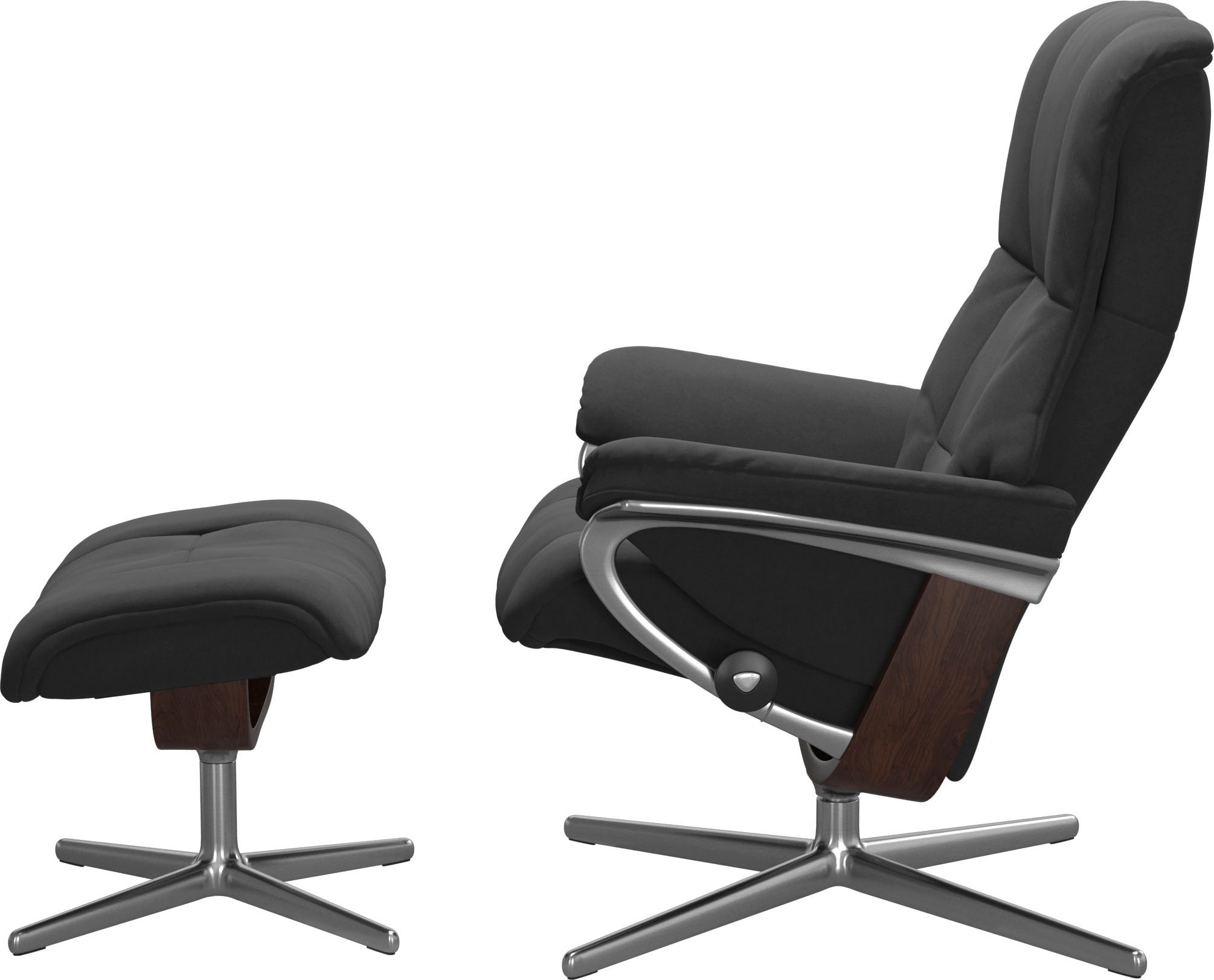 Stressless® »Mayfair« Set, Relaxsessel mit Hocker,  mit Hocker, mit Cross Base, Größe S, M & L, Holzakzent Braun
