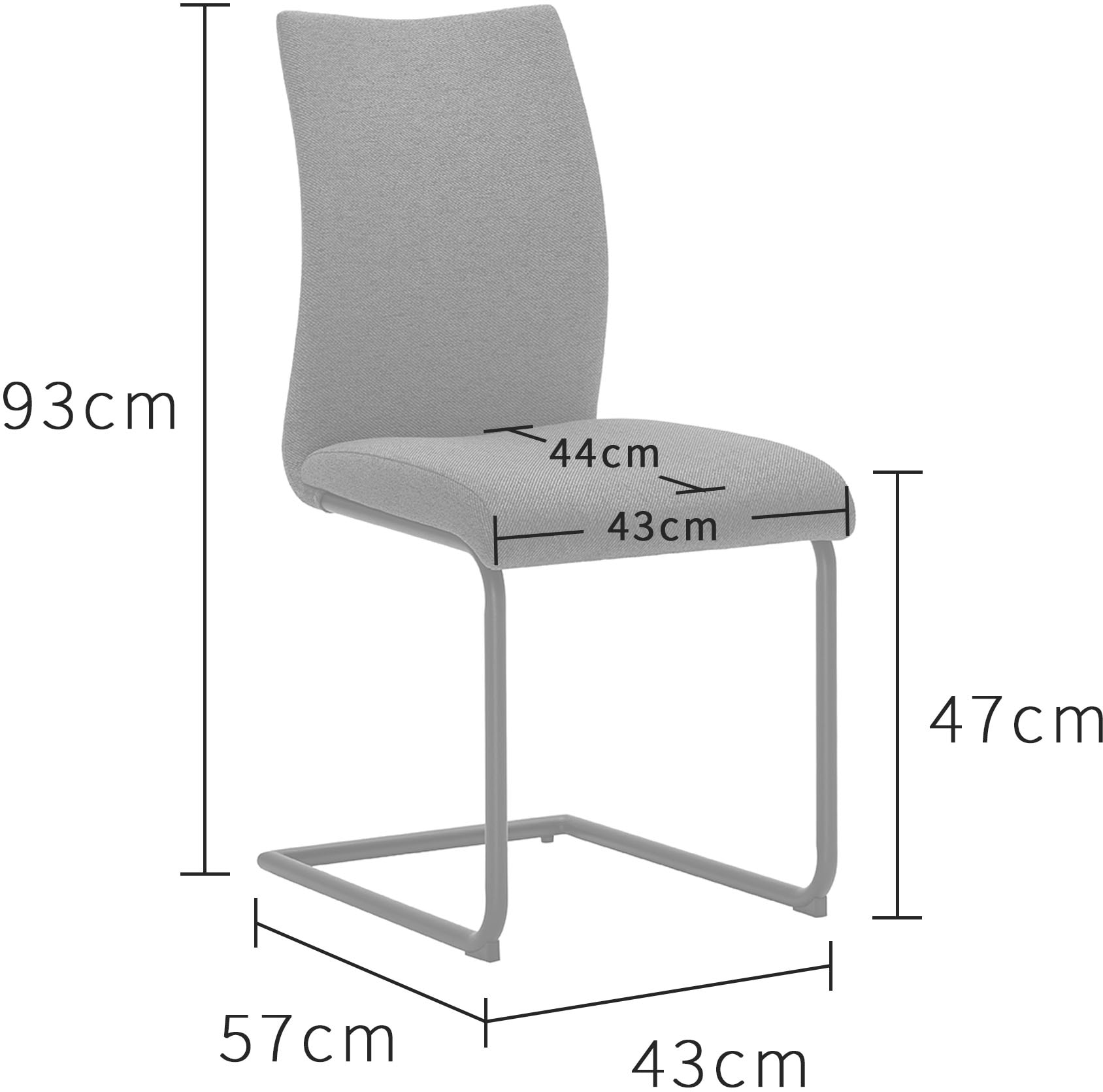 OTTO home Freischwinger »Tayler« (Set) 2 Stk.Strukturstoff, robustem Metallgestell, Anti-Kipp-Funktion
