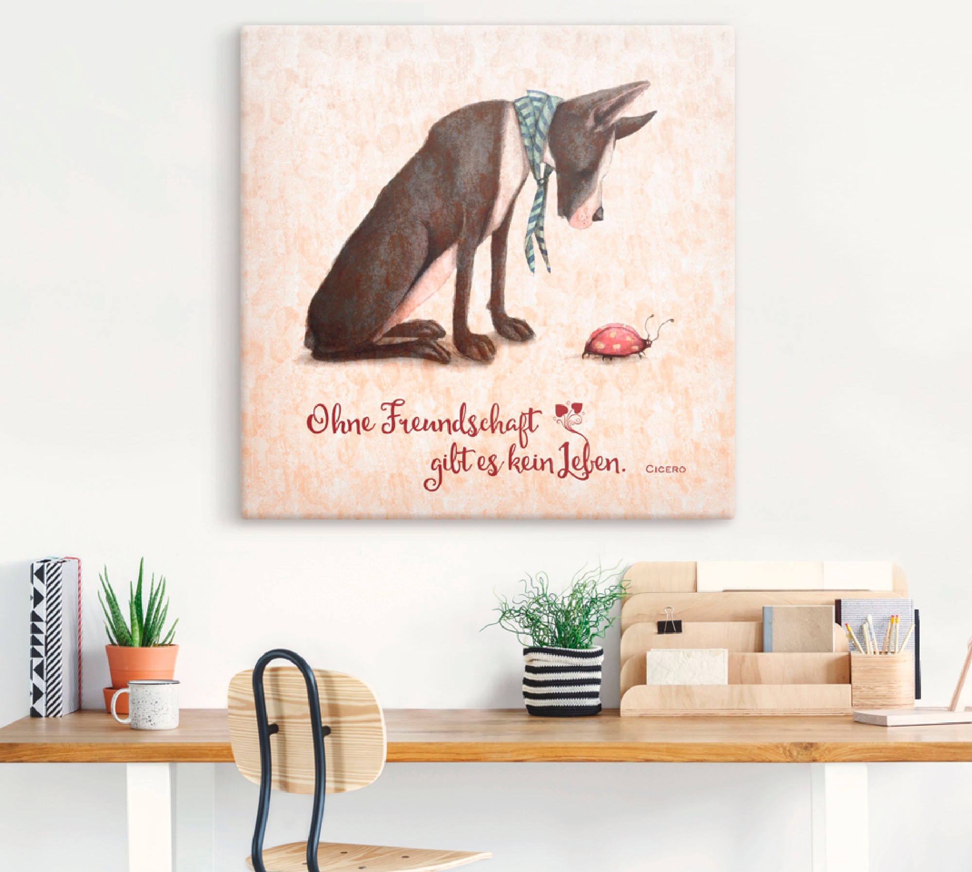Artland Wandbild »Lebensweisheit Freundschaft«, Tiere, (1 St.), als Alubild, Outdoorbild, Leinwandbild, Poster in verschied. Größen
