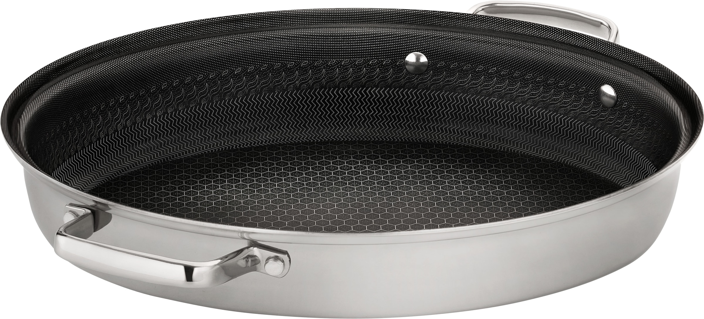 HENSSLERS Fischpfanne »HENSSLERS Edelstahl Fisch- & Schnitzelpfanne, mit Wabenstruktur« Edelstahl 2 Stk. tlg. inkl. Glasdeckel und Dünsteinsatz, Abmessung ca. 38x26 cm