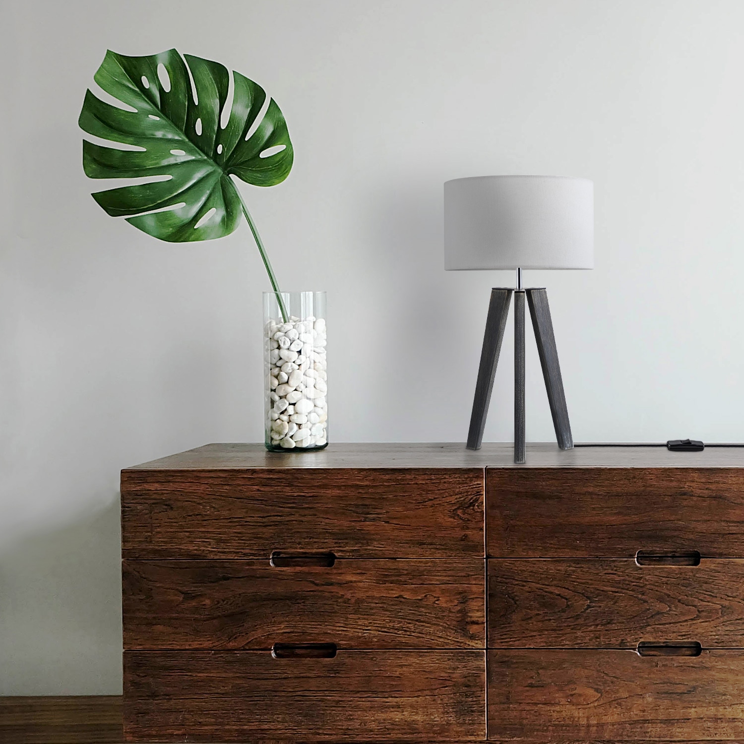 Paco Home Tischleuchte »Canvas uni Color«, 1 flammig, Leuchtmittel E27 | ohne Leuchtmittel, Stehlampe Vintage Fuß LED Lampe Wohnzimmer Skandinavischer Stil E27