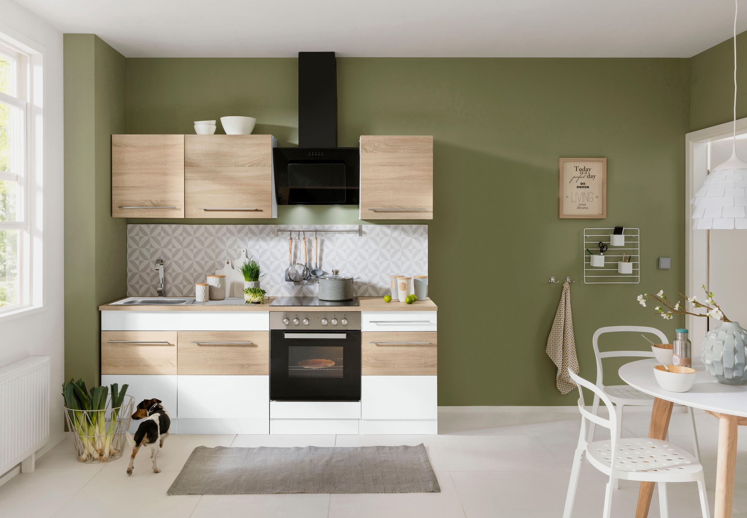 KOCHSTATION Küchenzeile »KS-Trient« Breite 210 cm, wahlweise mit E-Geräten, mit Arbeitsplatte