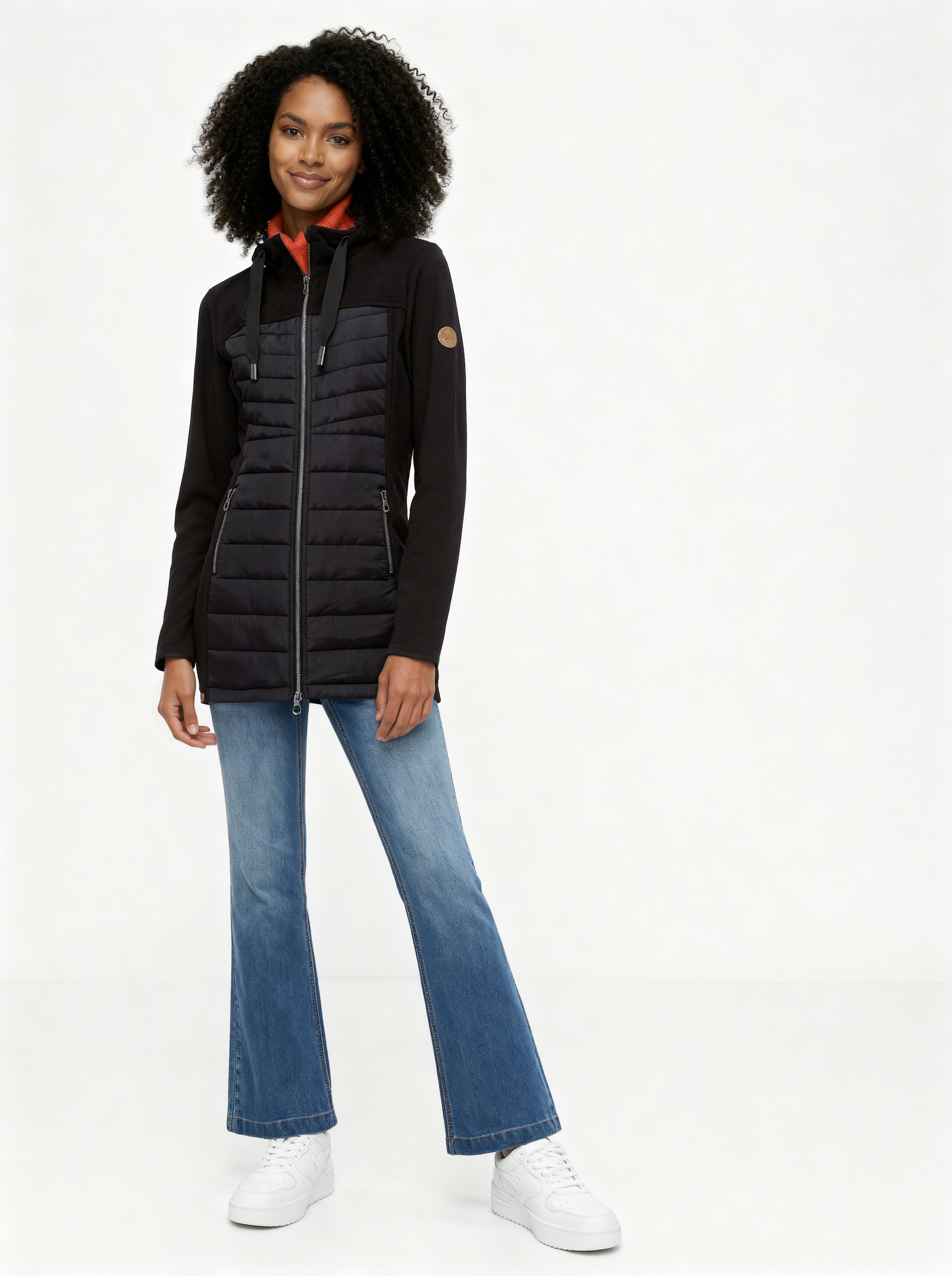 KangaROOS Langjacke mit Kapuze Hybridjacke - Fleecejacke mit wattierten Bereichen